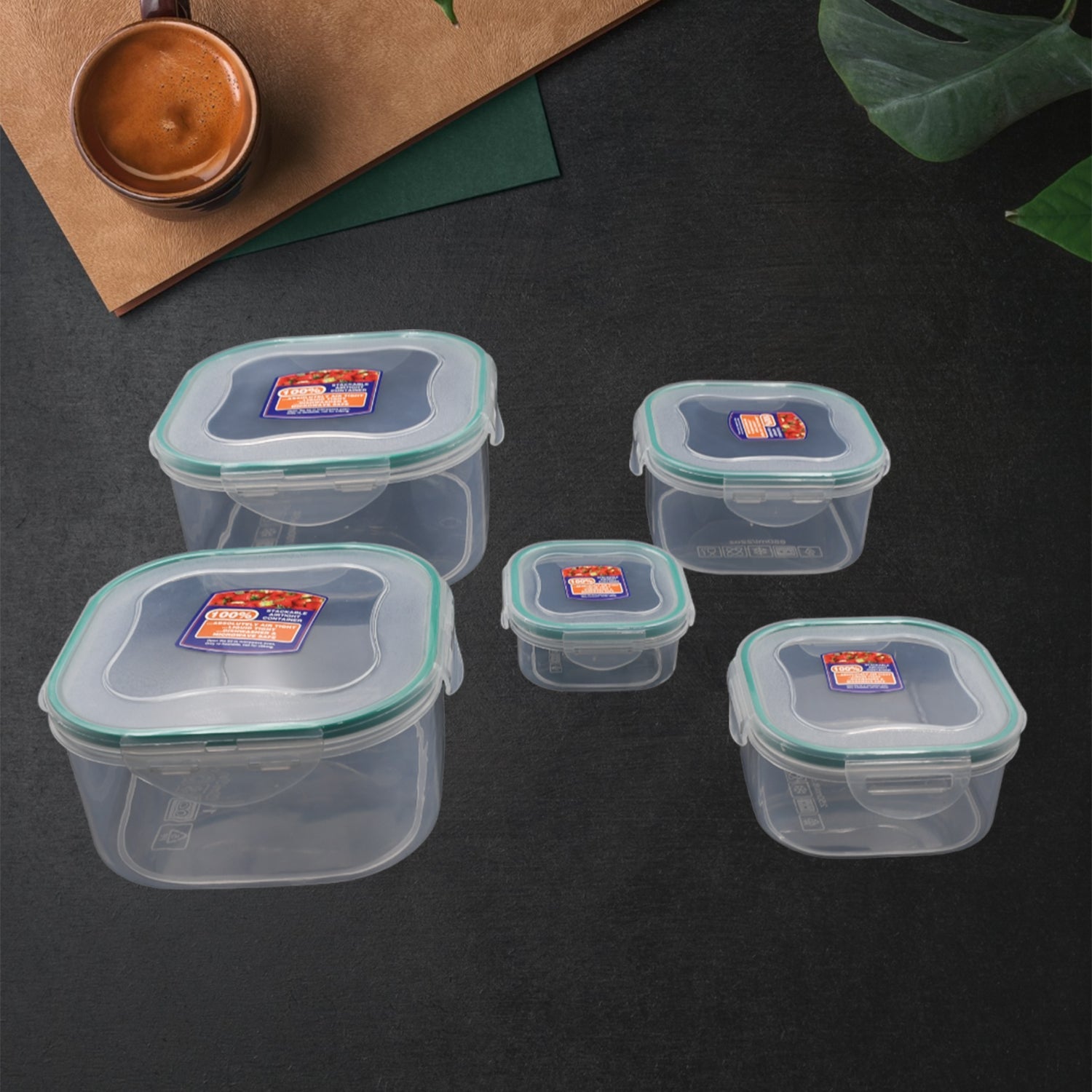 Kitchen Containers Set, Fridge Storage Boxes, Plastic Containers for Kitchen Organizer, Kitchen Accessories Items for Storage Organizer, Snap-Seal (lunch box/storage organizer) (5 Ps Set) - Bhavnagar Deodap