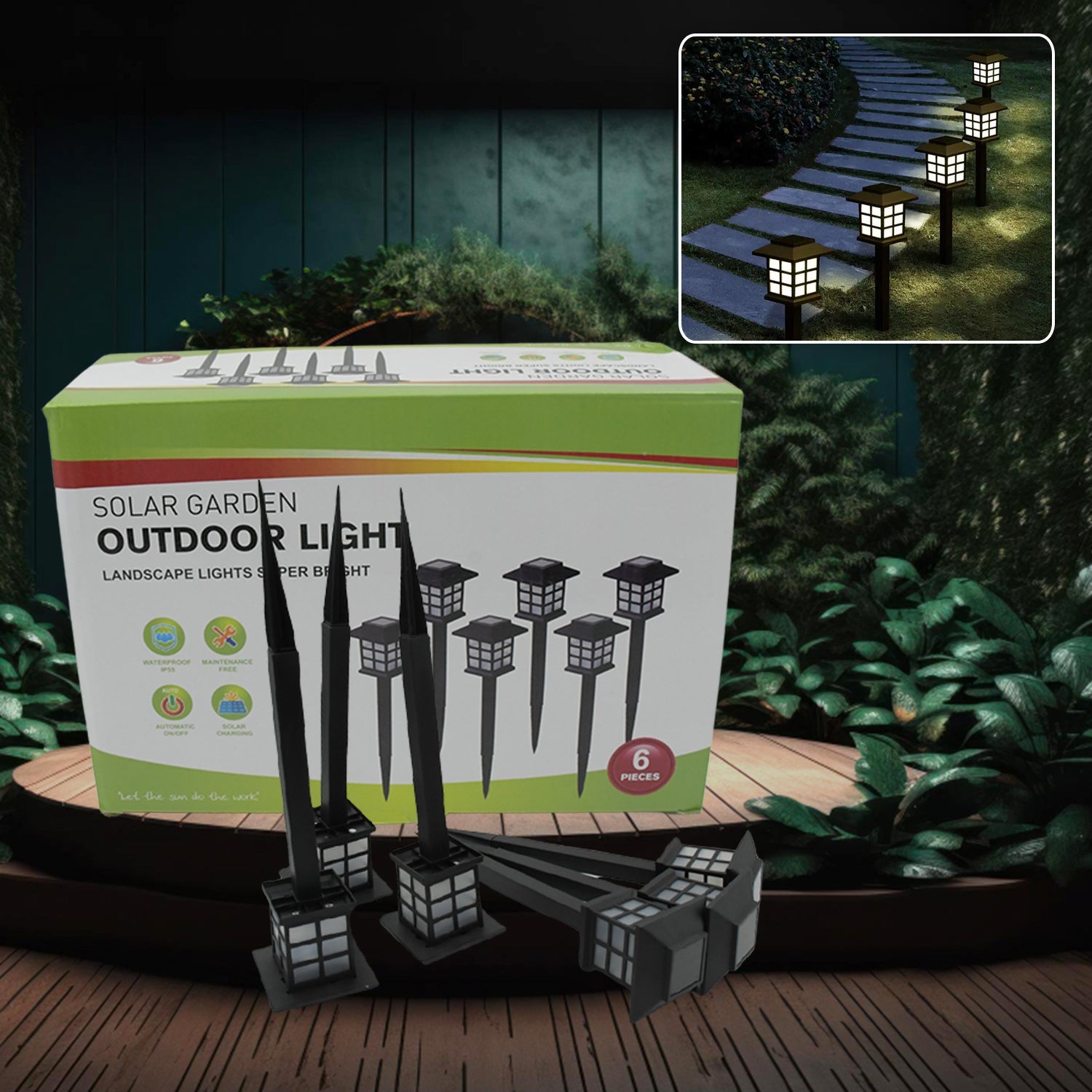 Big Solar Outdoor Lights, 6 Pack Waterproof Solar Pathway Lights, 10 Hrs Long-Lasting LED Landscape Lighting Solar Garden Lights, Solar Lights for Walkway Path Driveway Patio Yard & Lawn (6 Pc Set) - Bhavnagar Deodap