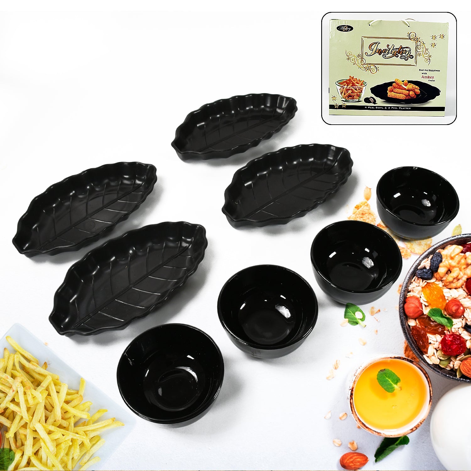 Ideal for Rice, Pasta, Desserts Home & Kitchen Serving Bowl & platter (8 Pcs set) - Bhavnagar Deodap