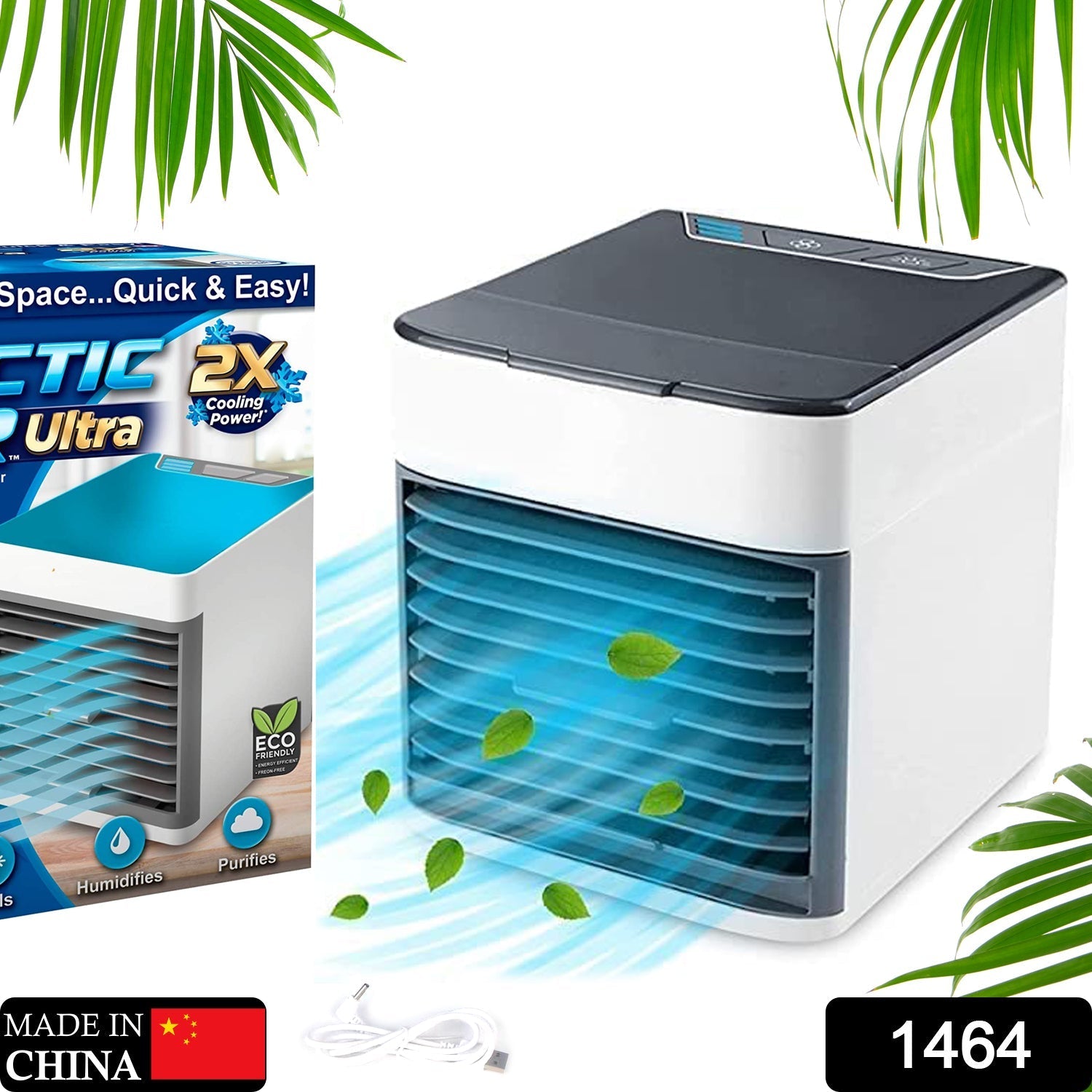 1464 Mini Portable Air Cooler, Personal Space Cooler Easy to fill water and mood led light and portable Air Conditioner Device Cool Any Space like Home Office 