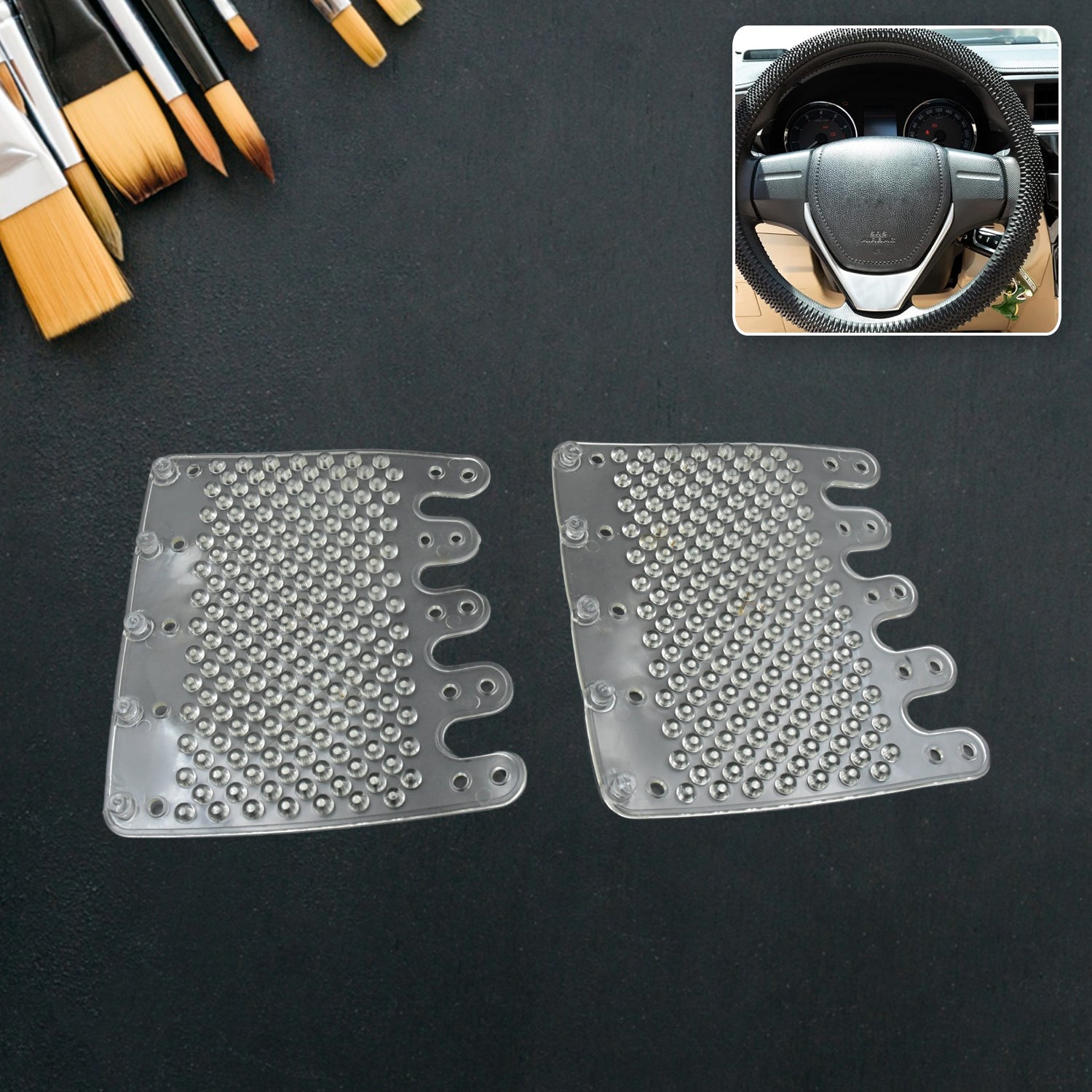 Silicon Car Massage Steering Cover High Quality Suitable For All Car (2 Pc Set) - Bhavnagar Deodap