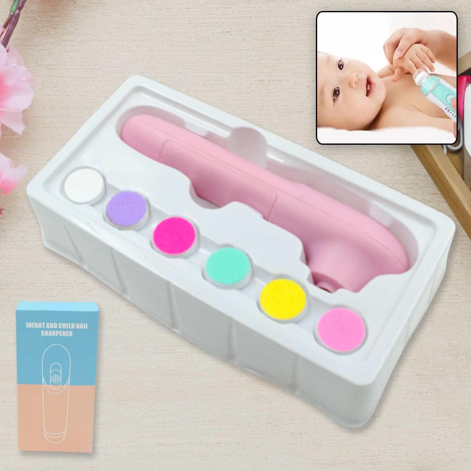 6 in1 Electric Manicure Nail Sharpener for Babies and Children Baby Nail Cutter Manicure with 6 Grinding Heads, Electric Baby Nail File Electric Nail Clipper Toddler Nail Scissors Dropshipping - Bhavnagar Deodap