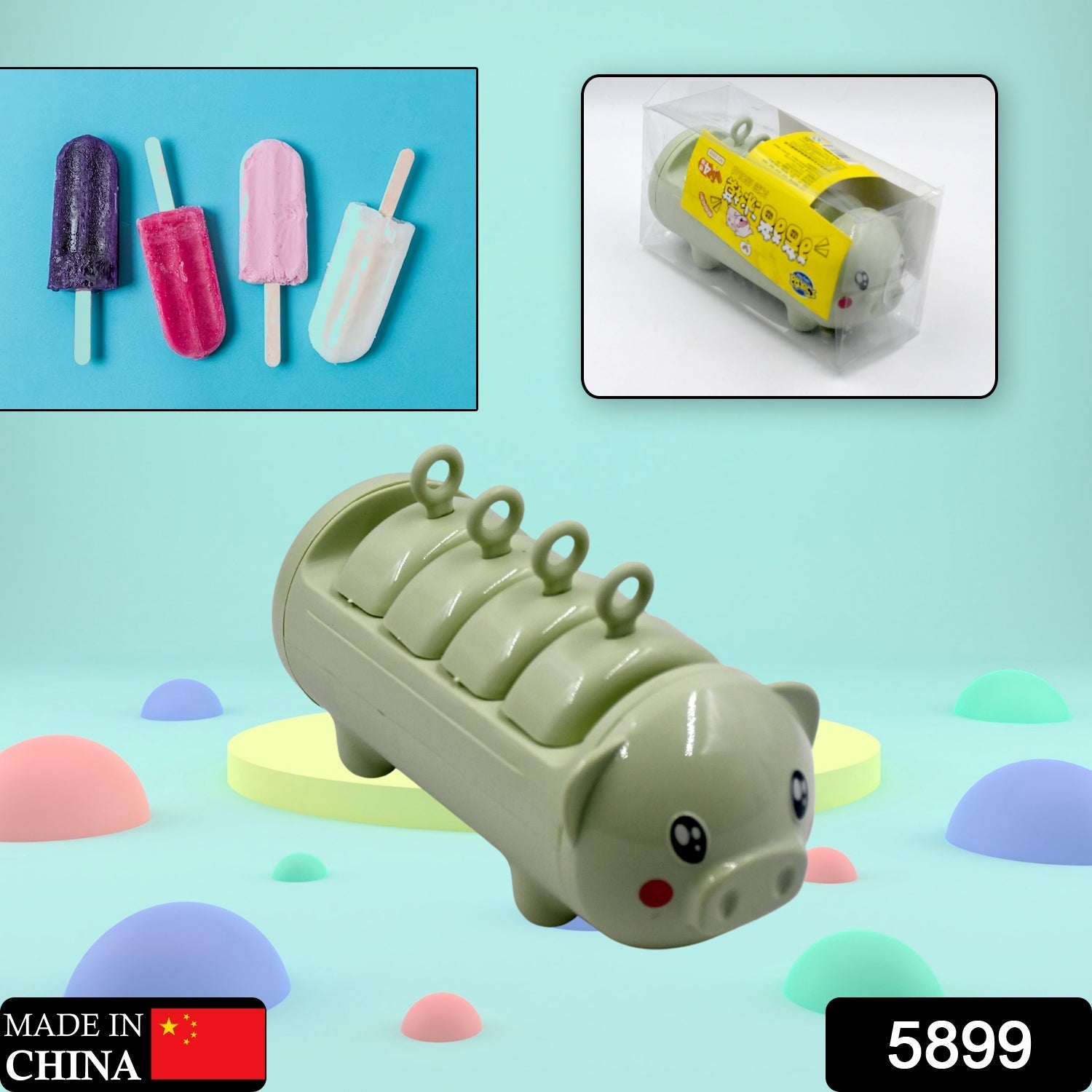 Pig Shape Mold Ice Candy, Popsicle Mold Ice, Plastic Ice Candy Maker Kulfi Maker Molds Set with 4 Cups - Bhavnagar Deodap