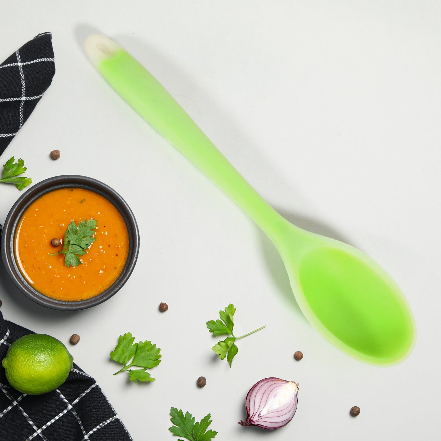 Multipurpose Silicone Spoon, Silicone Basting Spoon Non-Stick Kitchen Utensils Household Gadgets Heat-Resistant Non Stick Spoons Kitchen Cookware Items For Cooking (1 pc / 27 Cm) - Bhavnagar Deodap