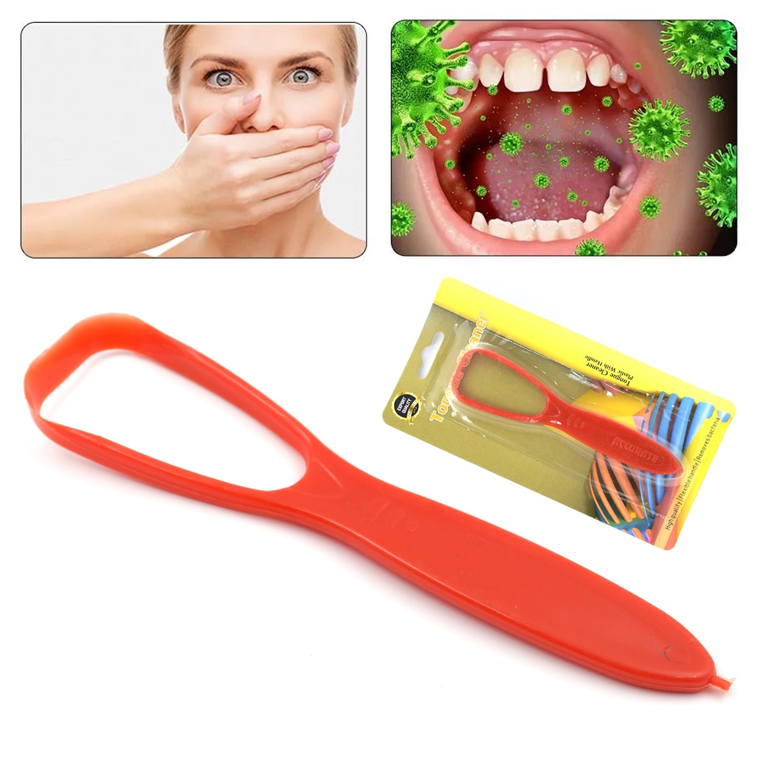 Improved Taste Plastic With Handle Tongue Cleaner (1 Pc ) - Bhavnagar Deodap