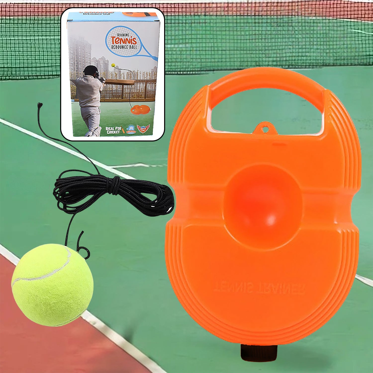 Tennis Trainer Rebound Ball with String, Convenient Tennis Training Gear, Tennis Practice Device Base for Kids Adults - Bhavnagar Deodap