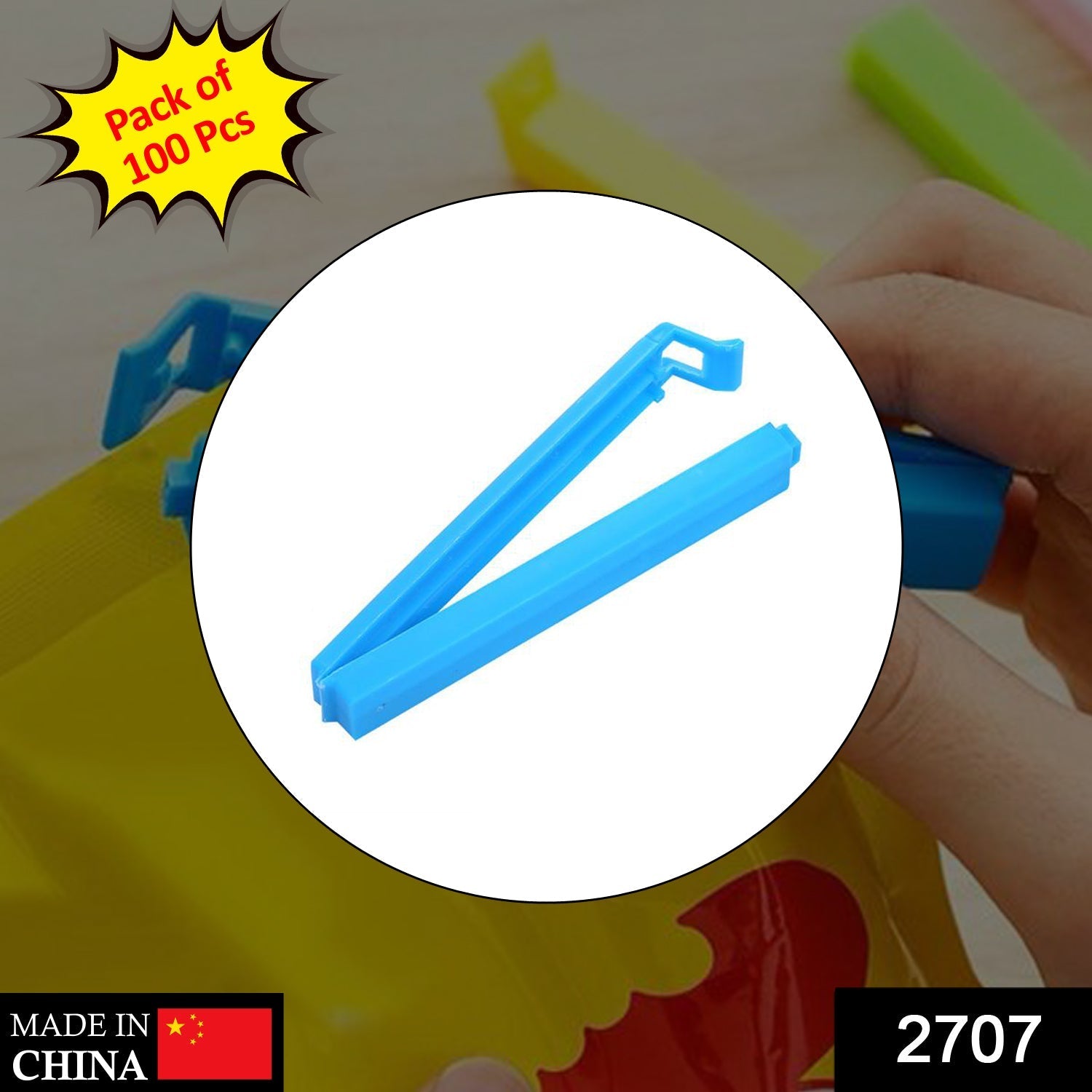 2707 100 Pc Food Sealing Clip used in all kinds of household and official kitchen places for sealing and covering packed food stuff and items. 