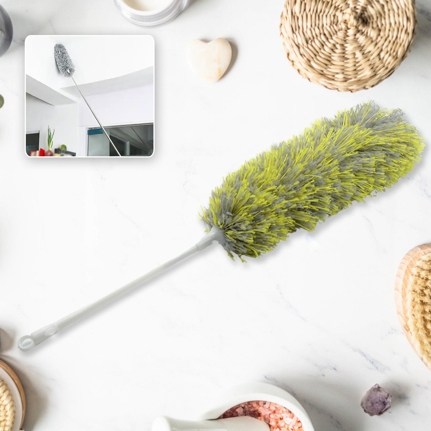 Long Handle, Microfiber Duster for Cleaning, Microfiber Hand Duster Washable Microfiber Cleaning Tool Extendable Dusters for Cleaning Office, Car, Computer, Air Condition, Washable Duster (62Cm) - Bhavnagar Deodap