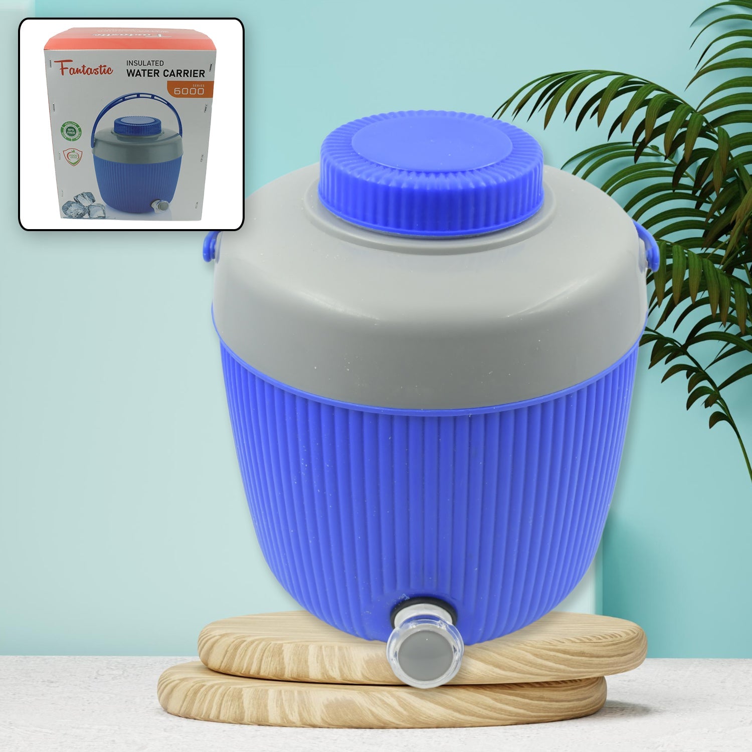 Insulated Water Jug, Insulated Plastic Water Jug with a Sturdy Handle, Water Jug Camper with Tap Plastic Insulated Water Storage Cool Water Storage for Home & Travelling (6000 ML) - Bhavnagar Deodap