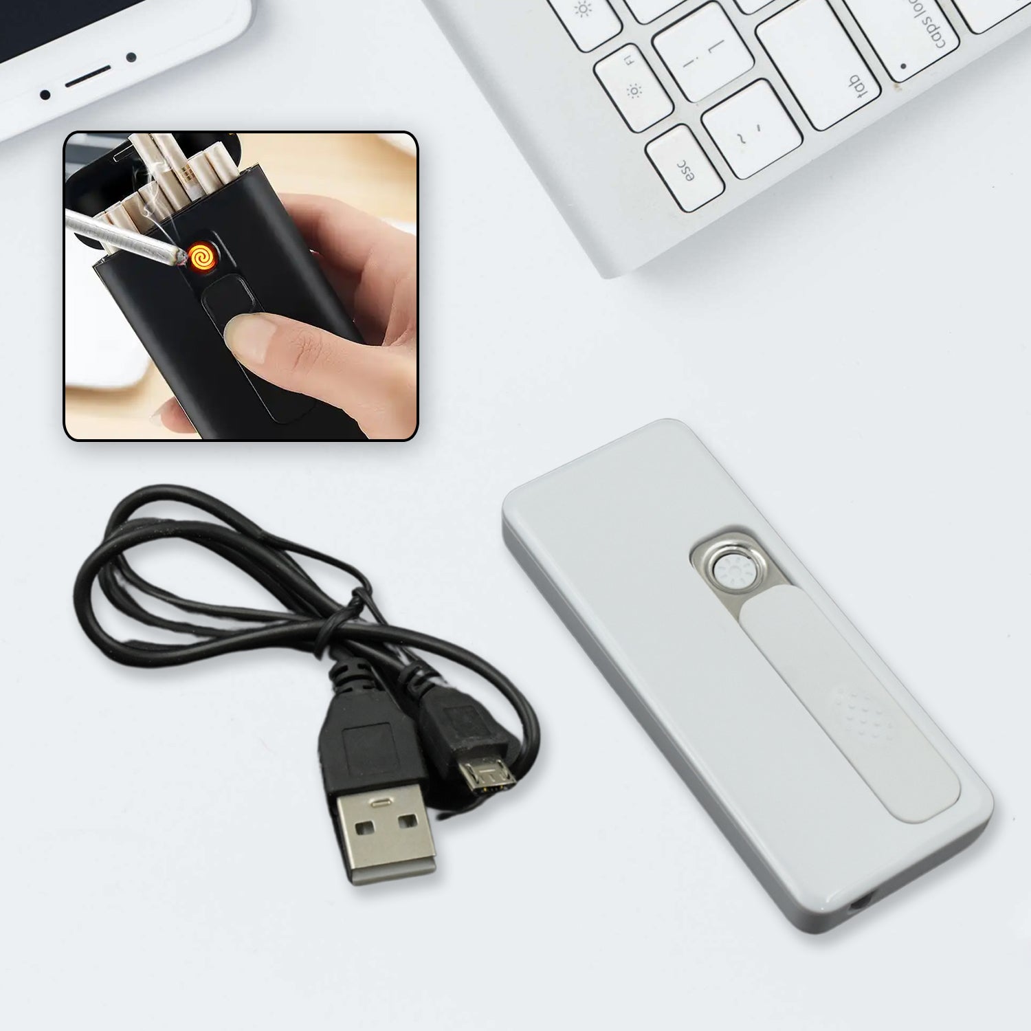 Stylish Electric USB Lighter for Men & Women (Rechargeable, Windproof) - Bhavnagar Deodap