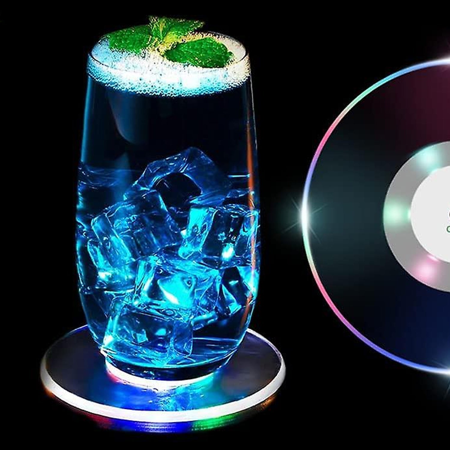 Colorful LED Cocktail Coaster, Round Ultra-Thin LED Drink Coaster (1 Pc) - Bhavnagar Deodap