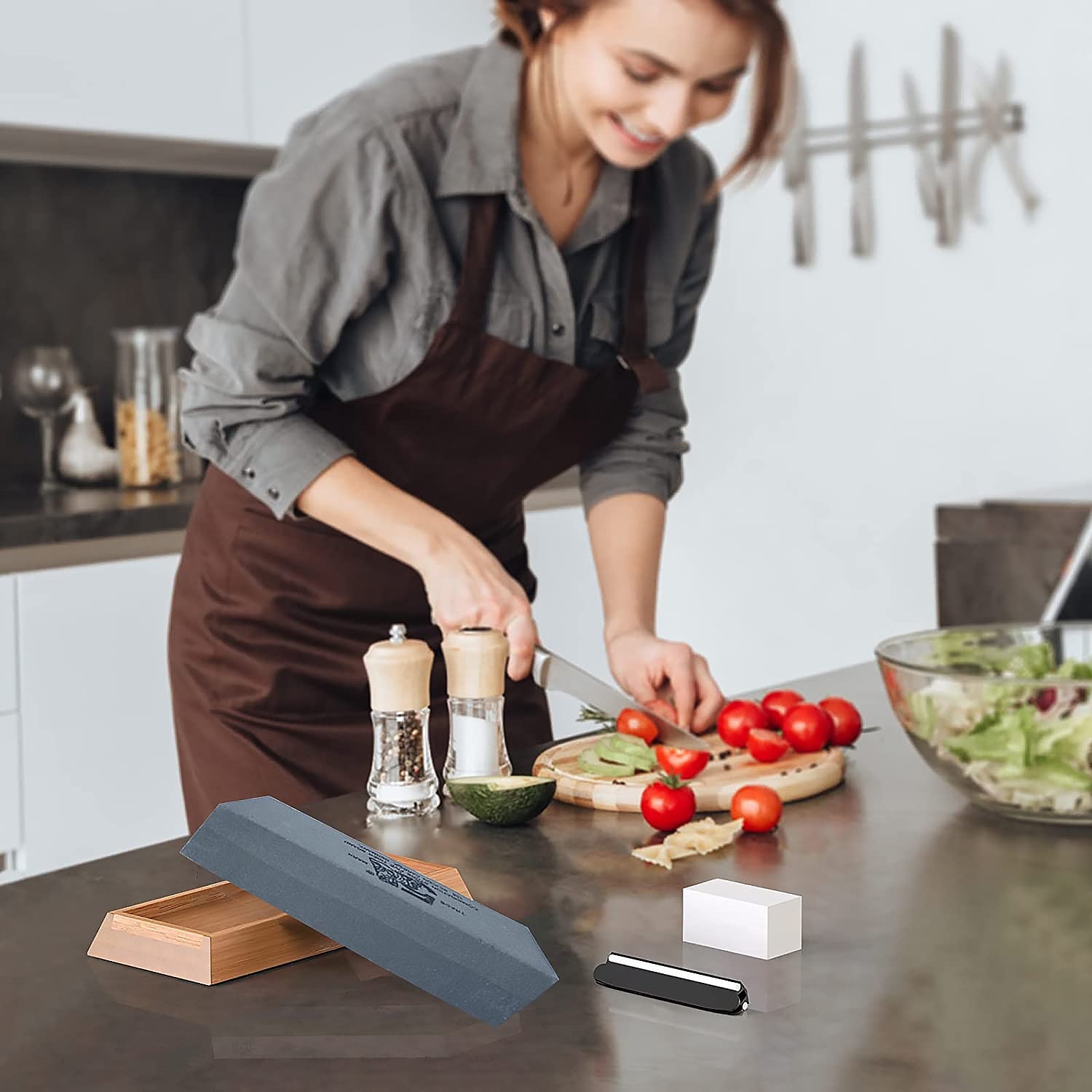 Silicon Carbide German Combination Stone, Dual Sided Stone for Knife and Tools Sharpening with Safety Case - Bhavnagar Deodap