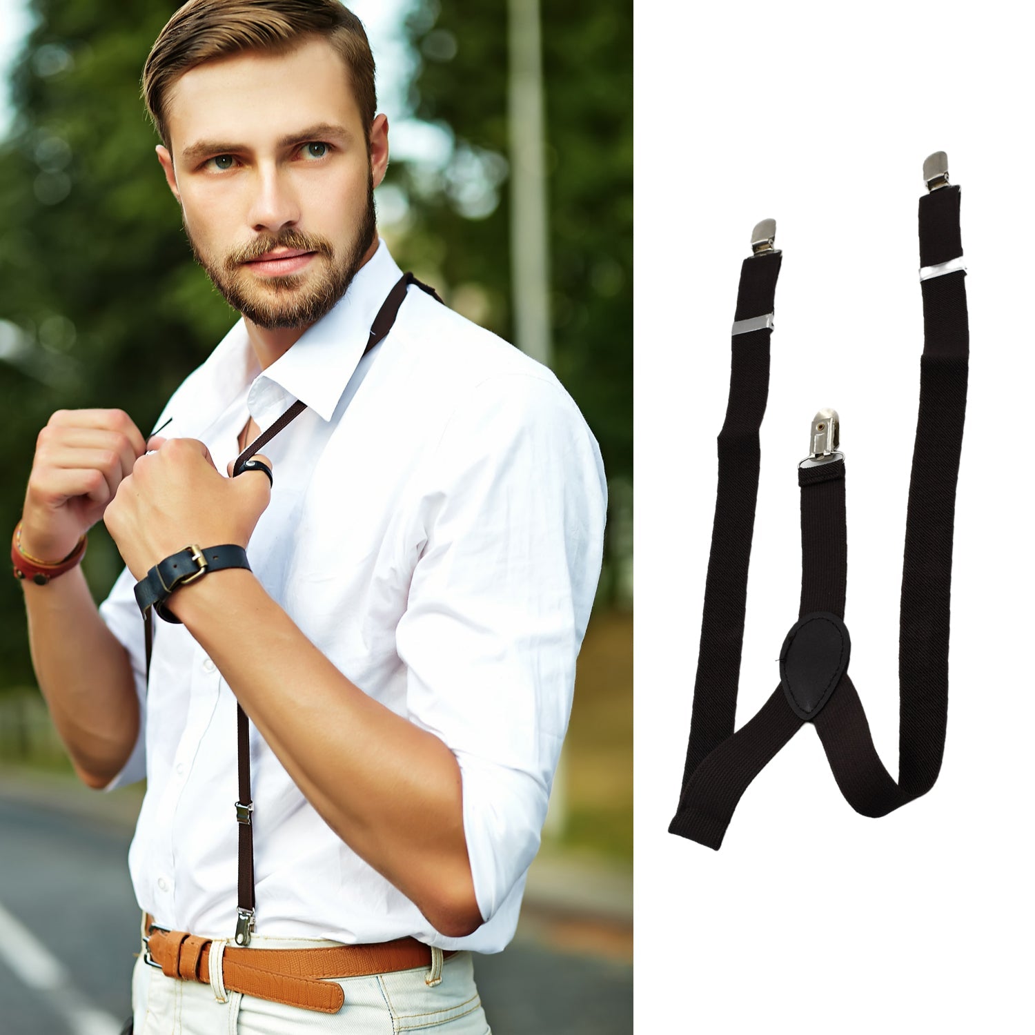 Suspenders Adjustable - Elastic Y Shape Soild Color Suspender Metal Clip Elastic Casual and Formal Suspenders for MEN boys women girls - Bhavnagar Deodap