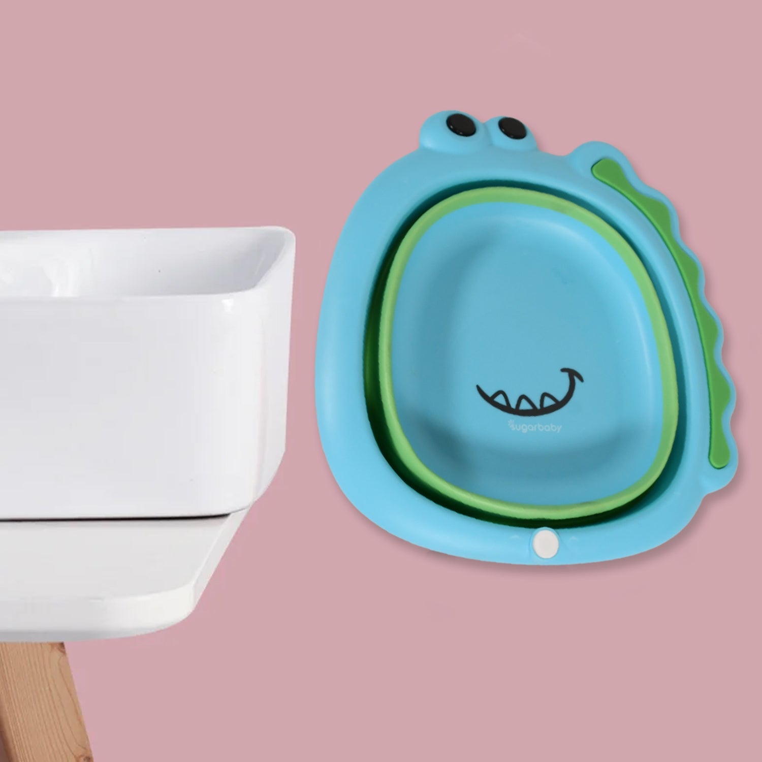 Frog Shape Wash Basin, Space Saving Multi Function Foldable Baby Wash basin Easy Clean Lightweight Thicken for Washing Face for Home (33×31Cm / 1 pc) - Bhavnagar Deodap