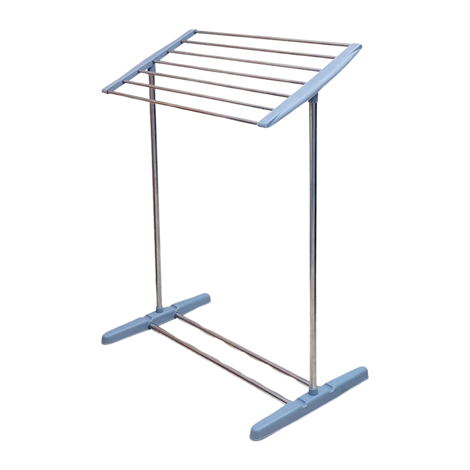 Multi-Functional Single Tier Mobile Towel Foldable Rack for Cloth and Towel / Stainless Steel and Plastic Made Mobile Towel and Cloth Rack Holder Indoor / Outdoor Standing Movable Cloth Dryer Rack, Balcony Cloth Drying Stand - Bhavnagar Deodap