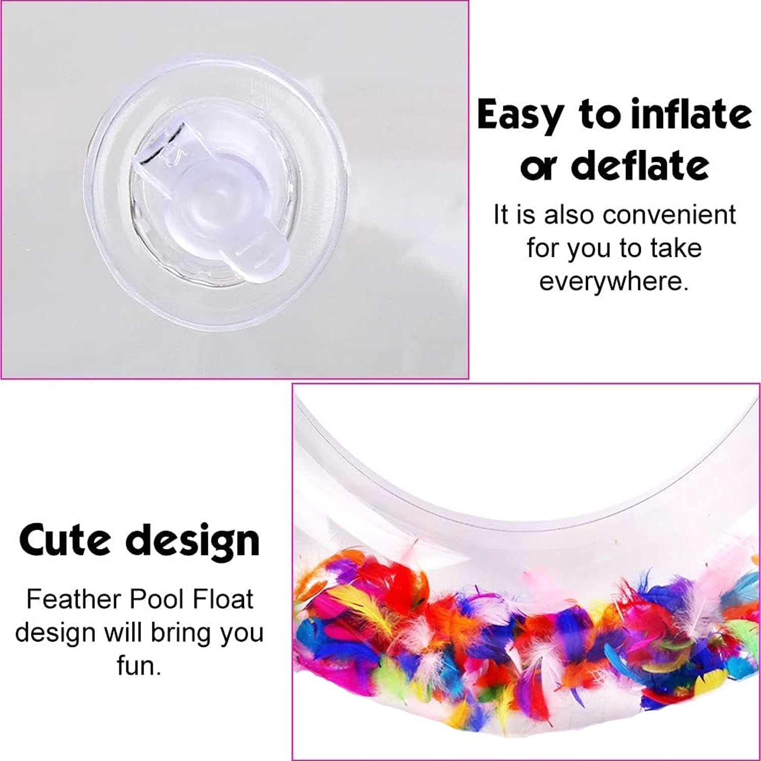 Swim Ring, For Adults, Conveniently Portable, Feathers, Swimming Ring, For Water Play, For Beaches, Swimming, Summer Vacation, Women's, Men's (1 Pc) - Bhavnagar Deodap