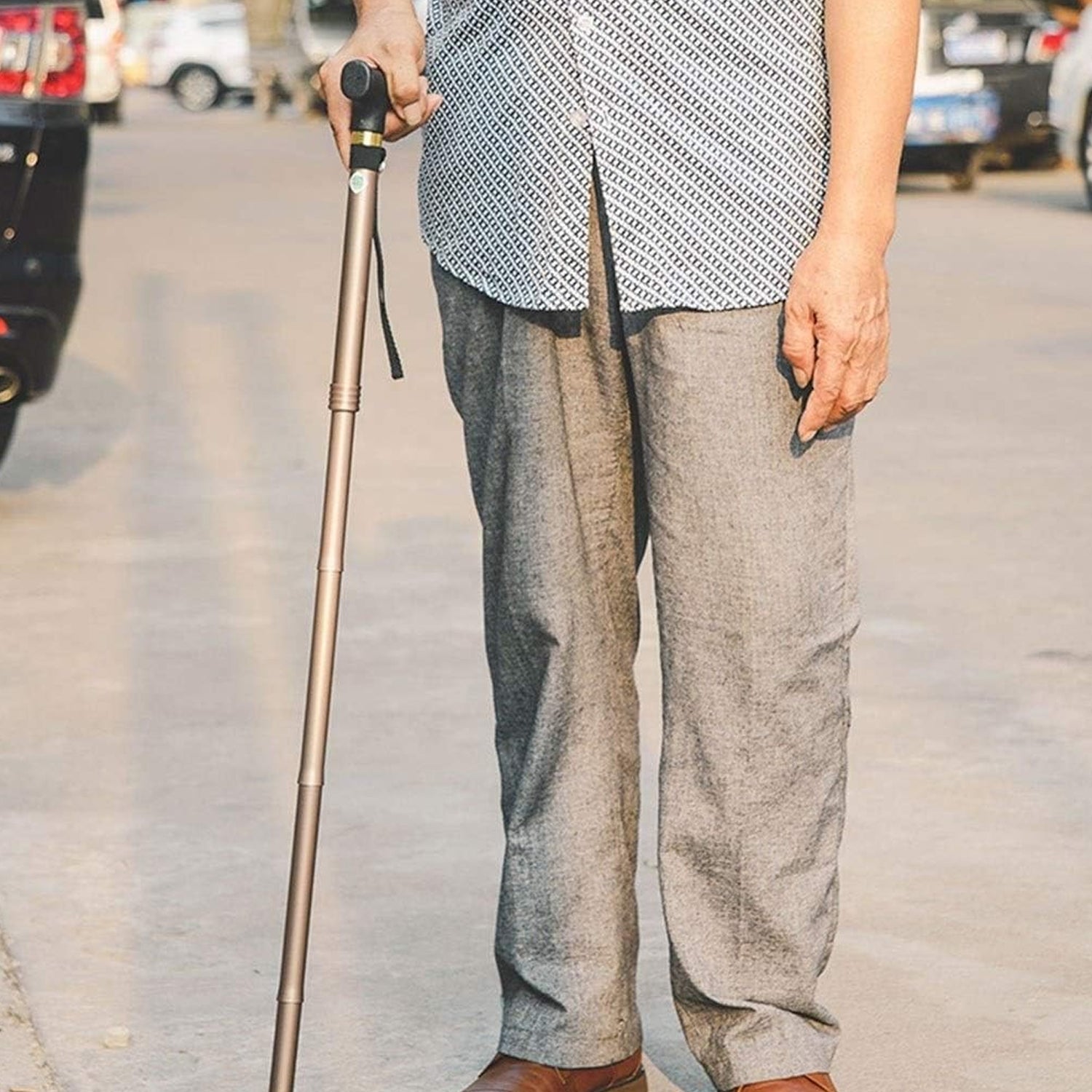 Foldable Walking Cane for Men, Women - Fold-up, Collapsible, Lightweight, Adjustable, Portable Hand Walking Stick - Balancing Mobility Aid - Sleek, Comfortable T Handles - Bhavnagar Deodap