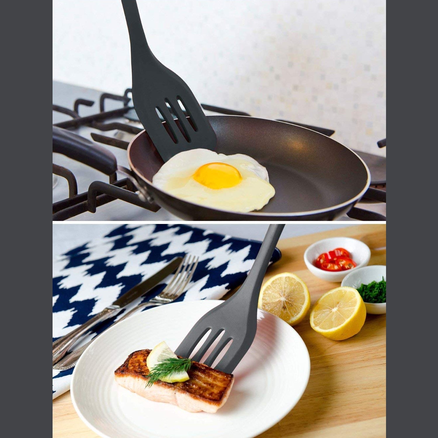 1PC SILICON NON-STICK HEAT RESISTANT KITCHEN TURNER PREMIUM TURNER ( 21cm). - Bhavnagar Deodap