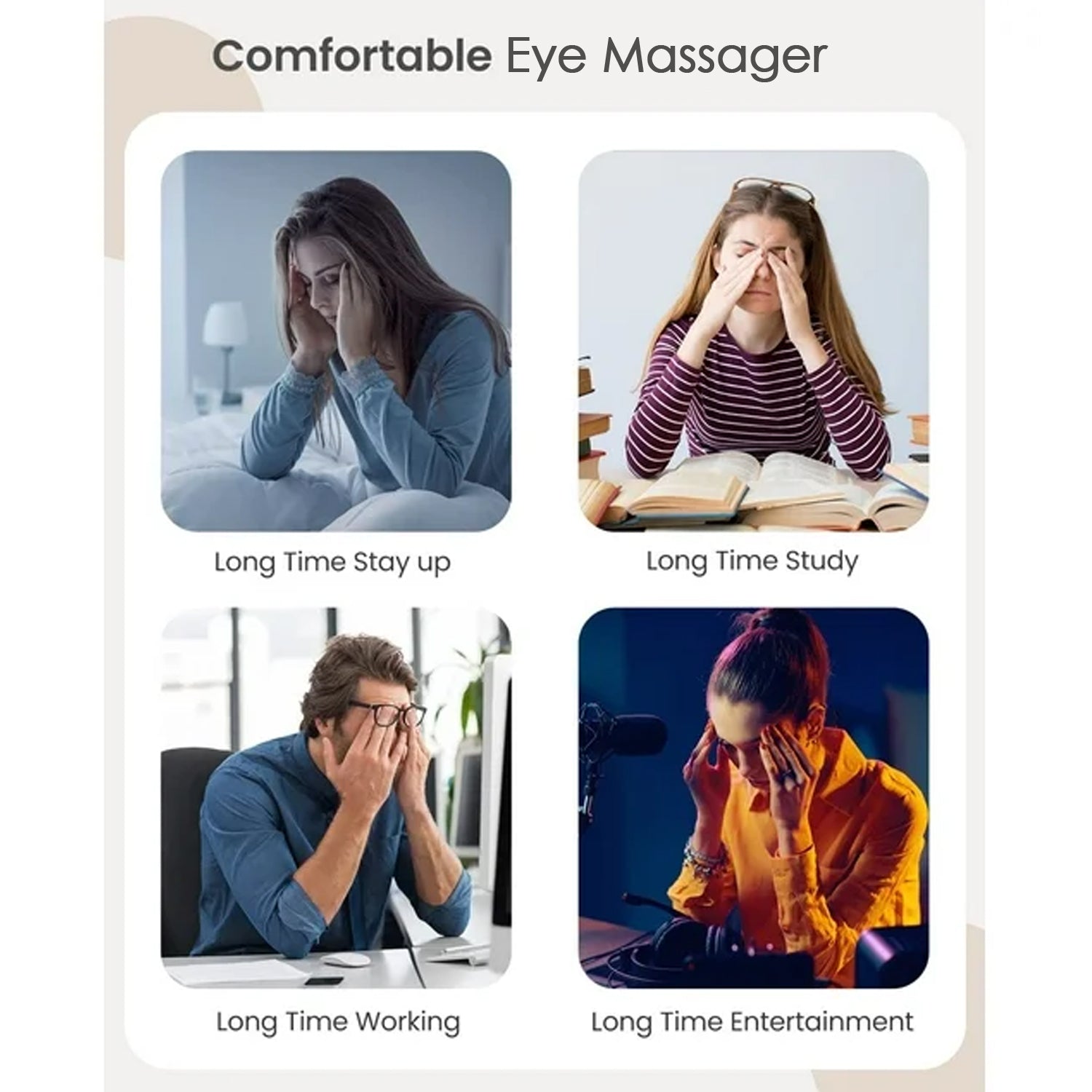 Electric Eye Massager Dark Circles Dry Eyes Eye Bag Eye Relief Vibration Magnet Therapy Eye Care Massage Device with Adjustable Elastic Band for Improving Sleep - Bhavnagar Deodap