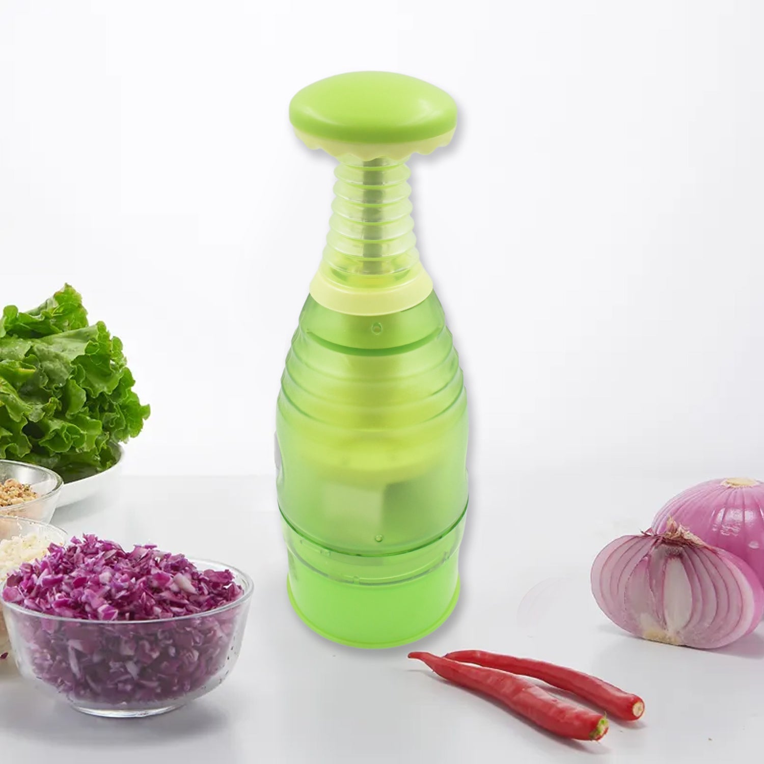 Food Chopper, Easy to Clean Manual Hand Chopper Dicer, Slap Press Chopper Mincer for Vegetables Onions Garlic Nuts Salads - Bhavnagar Deodap