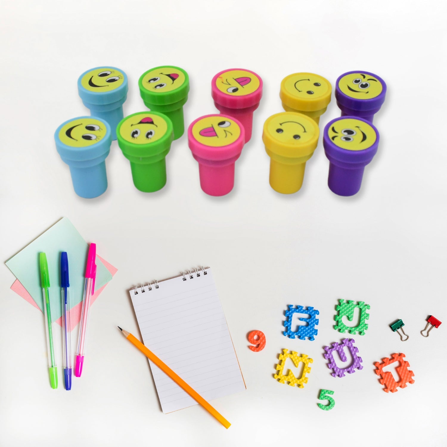Emoticon Stamps 10 pieces in Round Shape Stamp (Multicolor / 10 Pc) - Bhavnagar Deodap