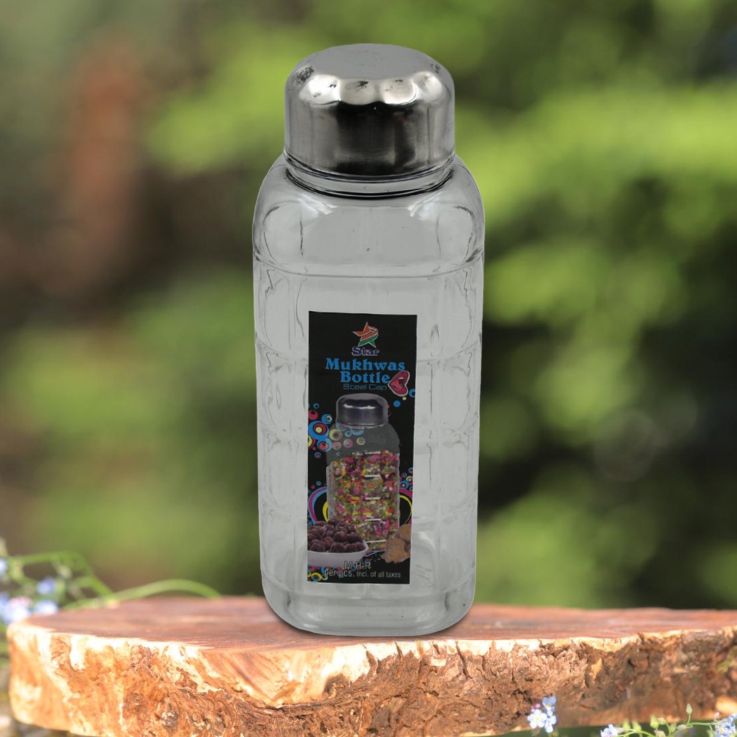 Plastic Transparent Mukhwas Bottle With Steel Cap / Mouth Freshener / Dryfruits Multipurpose Air Tight and BPA Free Kitchen Storage Bottle (1 Pc) - Bhavnagar Deodap