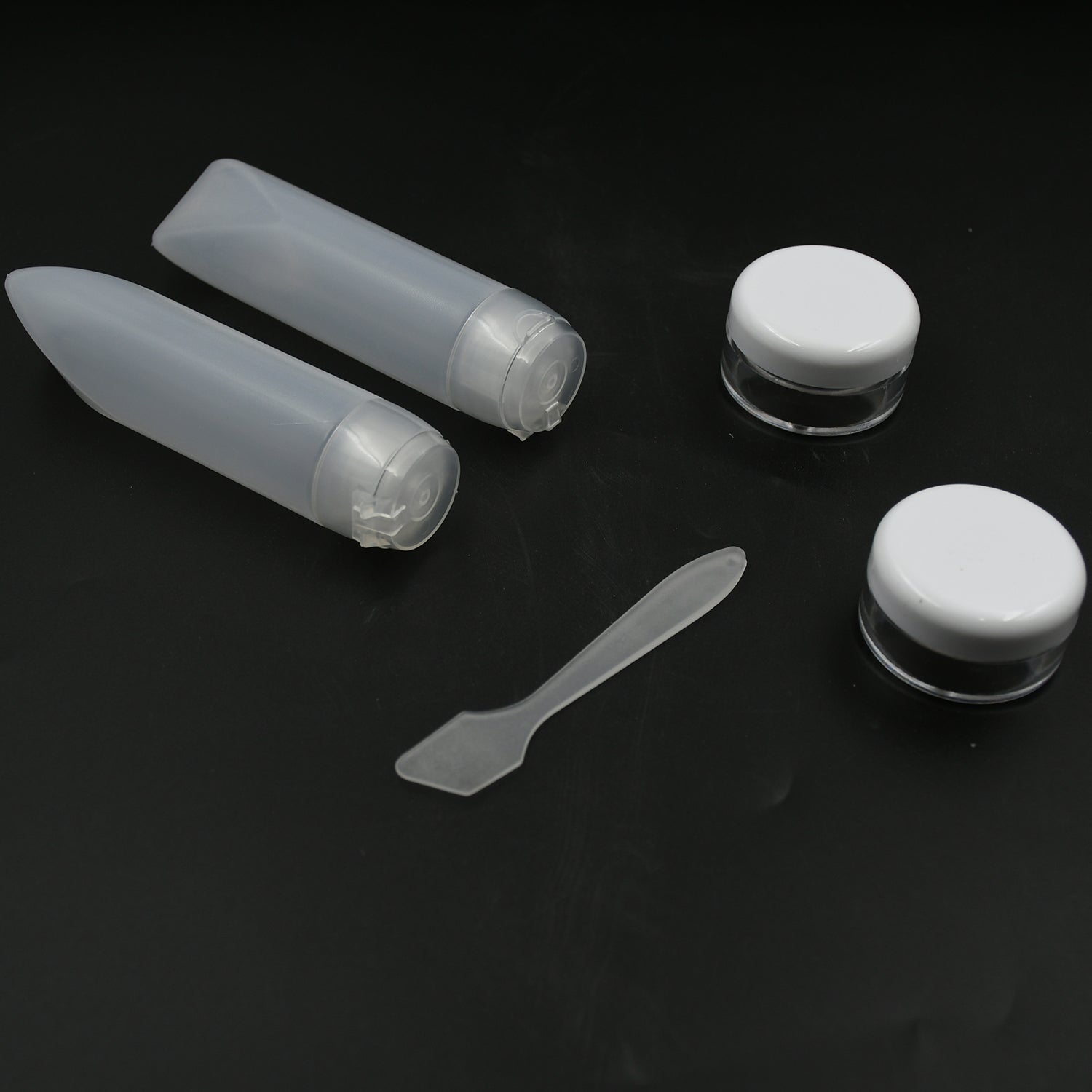 Multi purpose Travel Skincare Containers Toiletry Containers Set Travel Empty Bottles Makeup Containers Makeup Liquid Containers Portable Cosmetic Bottle, Spatula Travel Containers (5 Pcs Set) - Bhavnagar Deodap