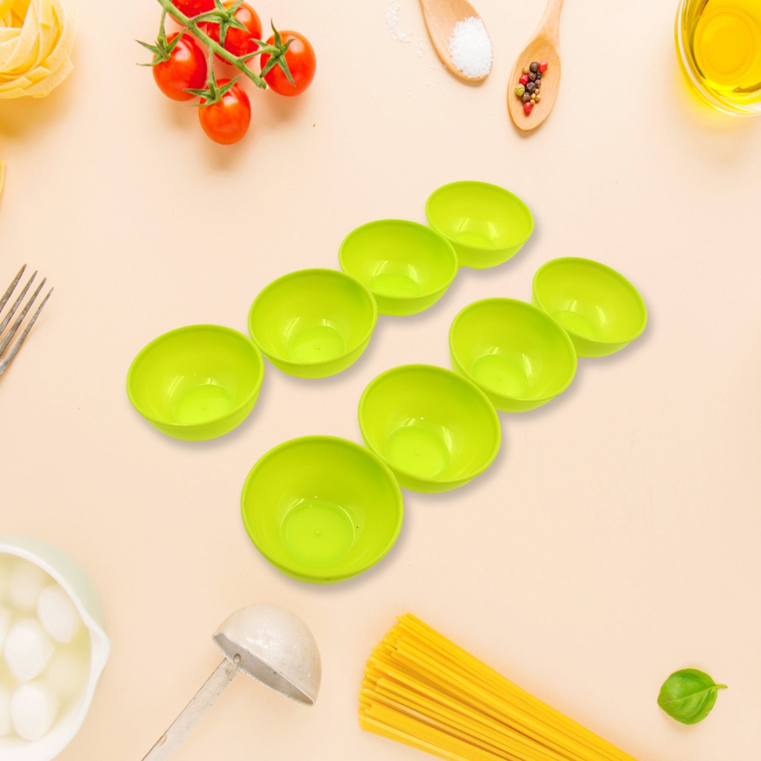 Multipurpose Small Round Plastic Bowl / Katori, Microwave Safe Reusable Lightweight Bowl, Dishwasher Safe Chutney Bowl (8 Pcs Set) - Bhavnagar Deodap
