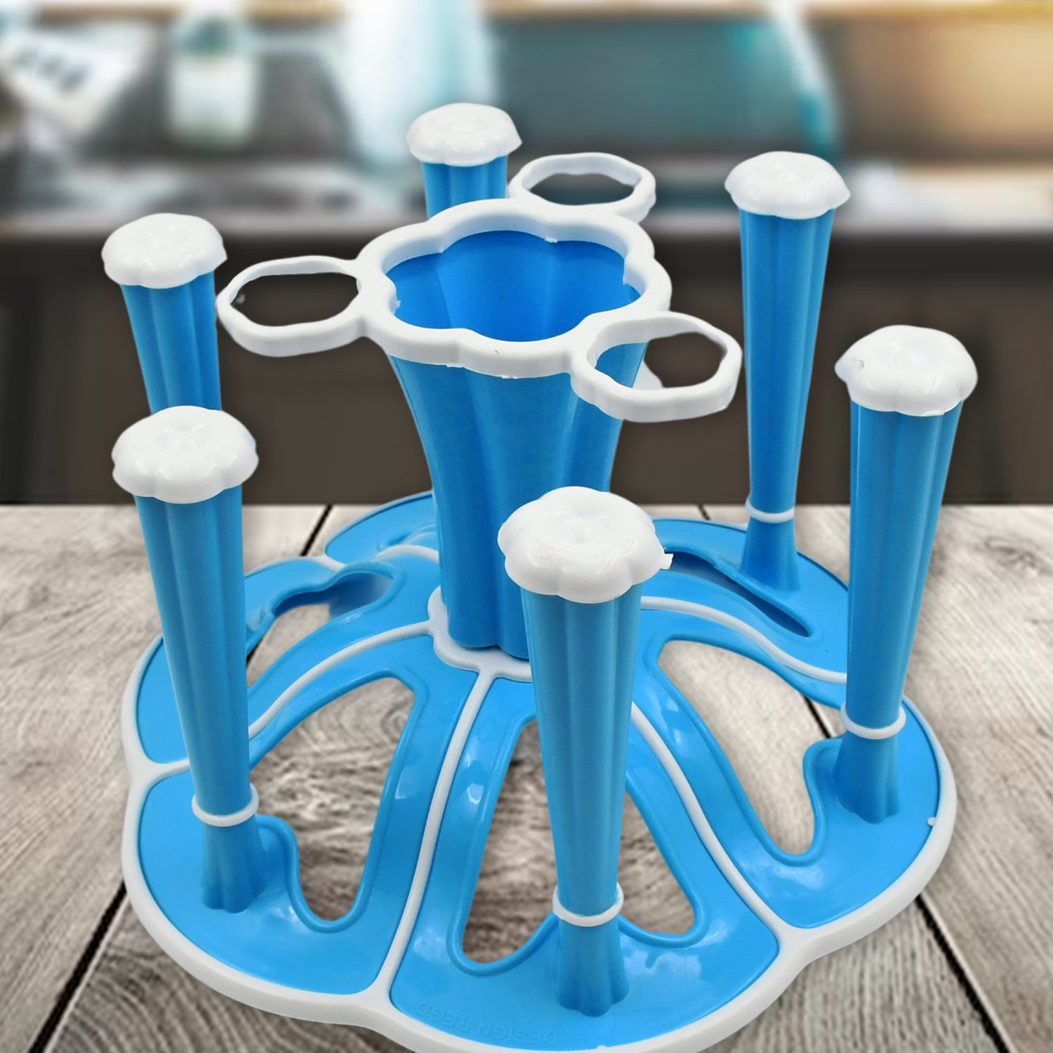 Miracle Plastic Glass Stand / Tumbler Holder / Glass Holder for Kitchen / Dining Table 6 Glasses Stand With 3 Pepper Salt (Moq :- 2 Pc) - Bhavnagar Deodap