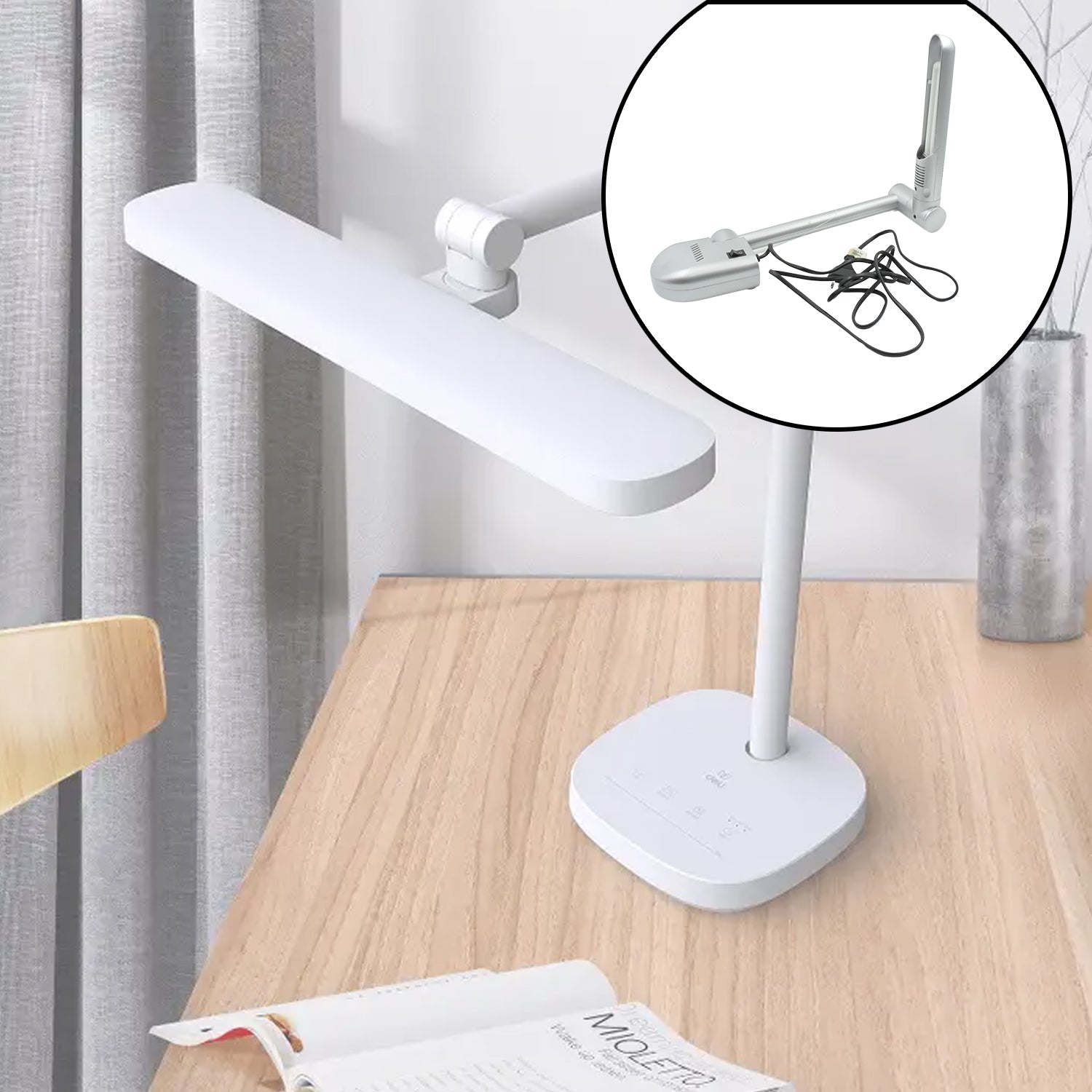 Multifunctional LED Desk Lamp Dimmable Office Lamp Children’s Student Desk Lamp Reading Lamp  White Eye-Caring Desk Light, Energy Saving Desk Lamp Table Lamp - Study Desk Lamp (1 Pc) - Bhavnagar Deodap