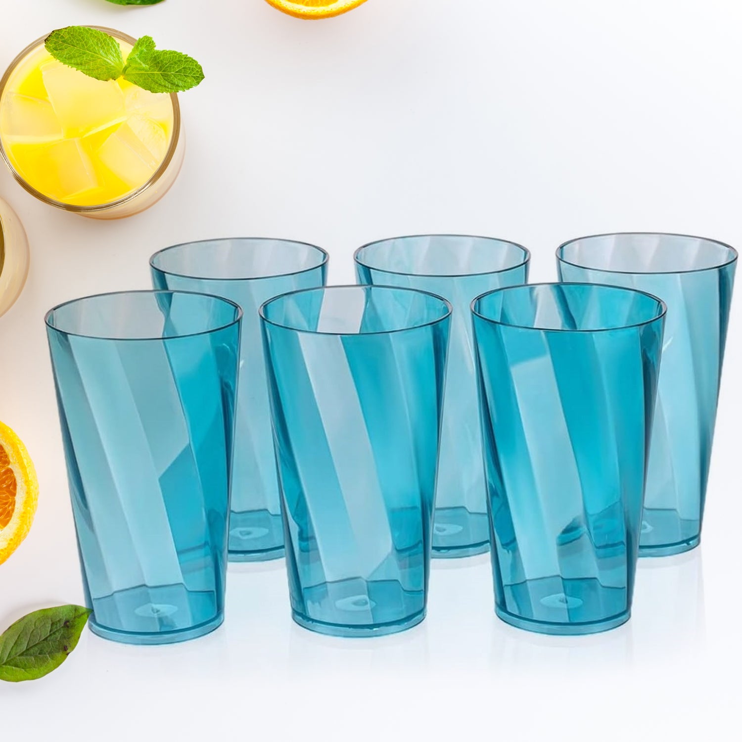 Premium Juice and Water Glasses Set of 6 Transparent, 300ml, Drinking Water Glasses Stylish & Crystal Round Highball Glasses for Water, Juice & Cocktails, Glass Set of 6 for Water - Bhavnagar Deodap