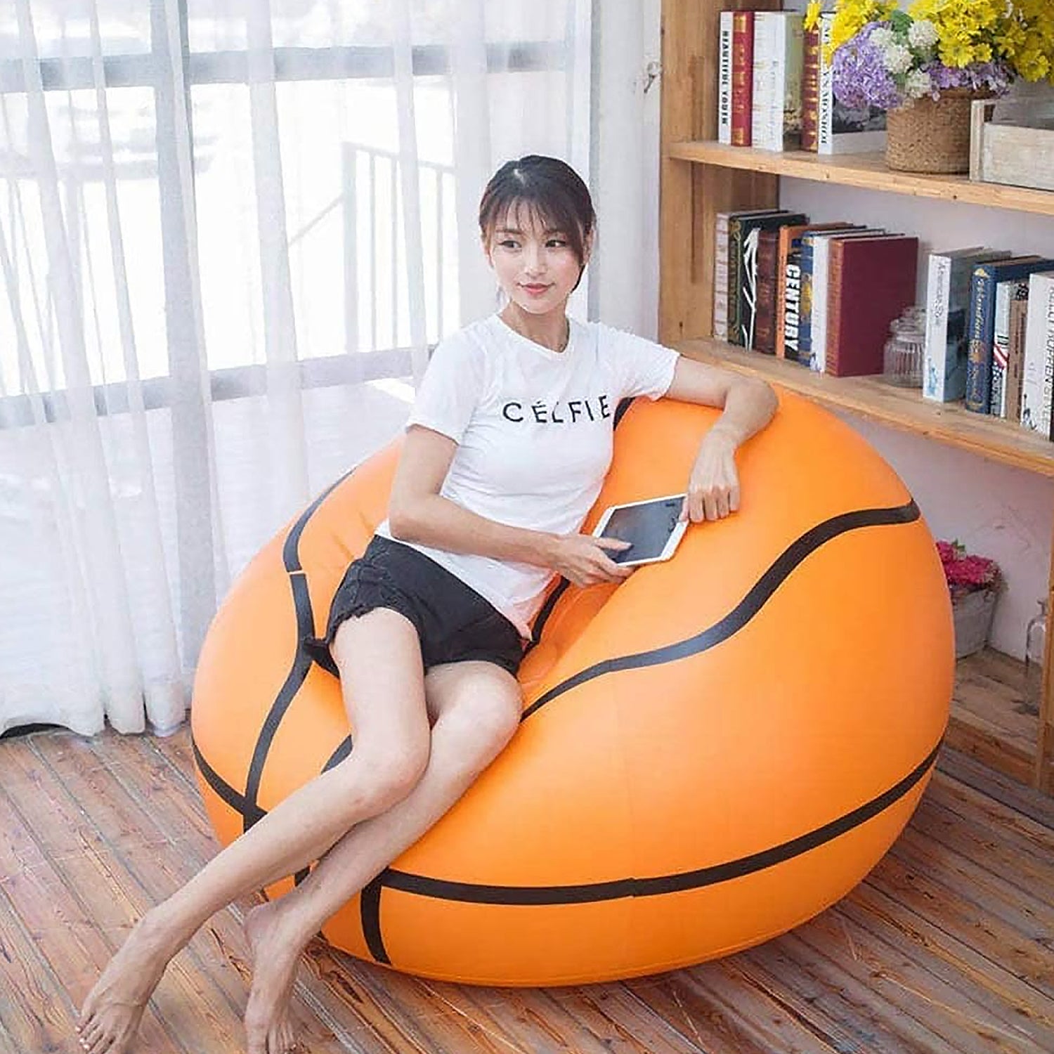 Foldable Sofa, Cartoon Style Inflatable Folding Chair, Ball Chair, Inflatable Sofa for Adults, Kids size (110cm x 80cm) - Bhavnagar Deodap