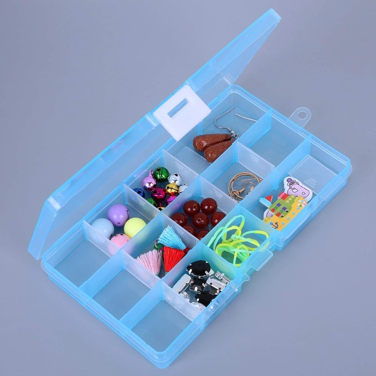 15 Grids Jewelry Organizer Plastic Jewelry Organizer Box Clear Jewelry Organizer Box Plastic Bead Organizers with Adjustable Dividers for Herbs Pills Bead, Jewelry, and Other Small Item (1 Pc) - Bhavnagar Deodap