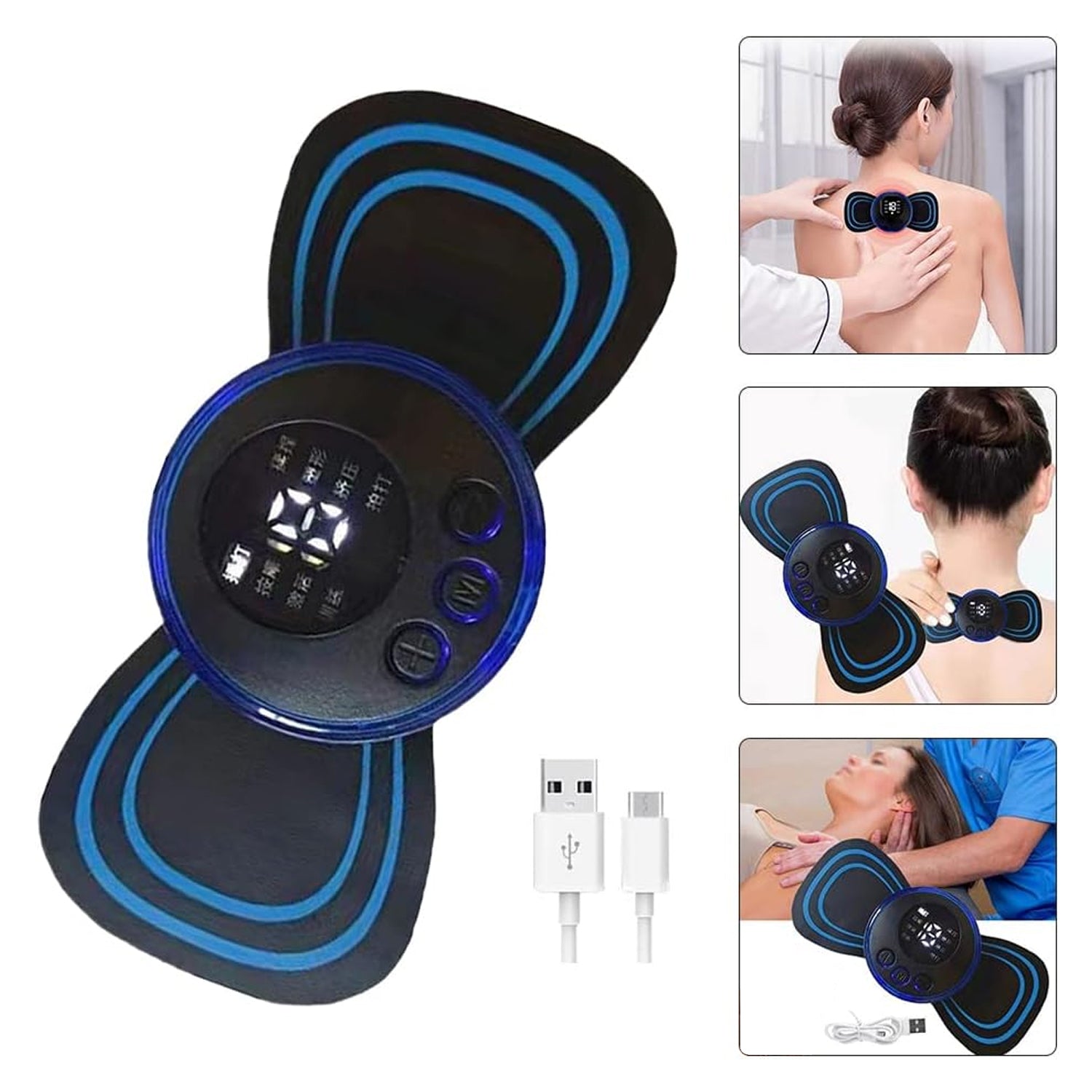 Portable USB Neck Massager Electric Neck Massager Automatic Massage Enhancer Mini Cervical Massager EMS Lymphatic Drainage Massage with Cable - Bhavnagar Deodap