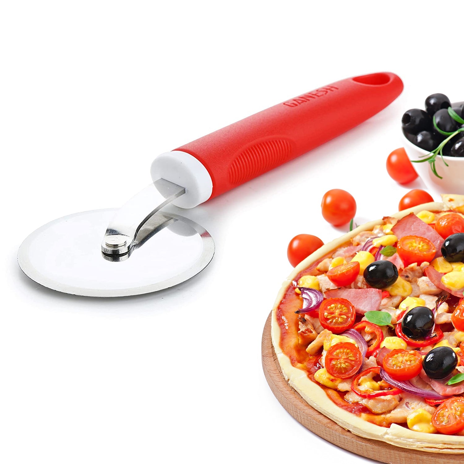 Ganesh GANESH PIZZA  /  PASTRY CUTTER Wheel Pizza Cutter  (Stainless Steel) - Bhavnagar Deodap