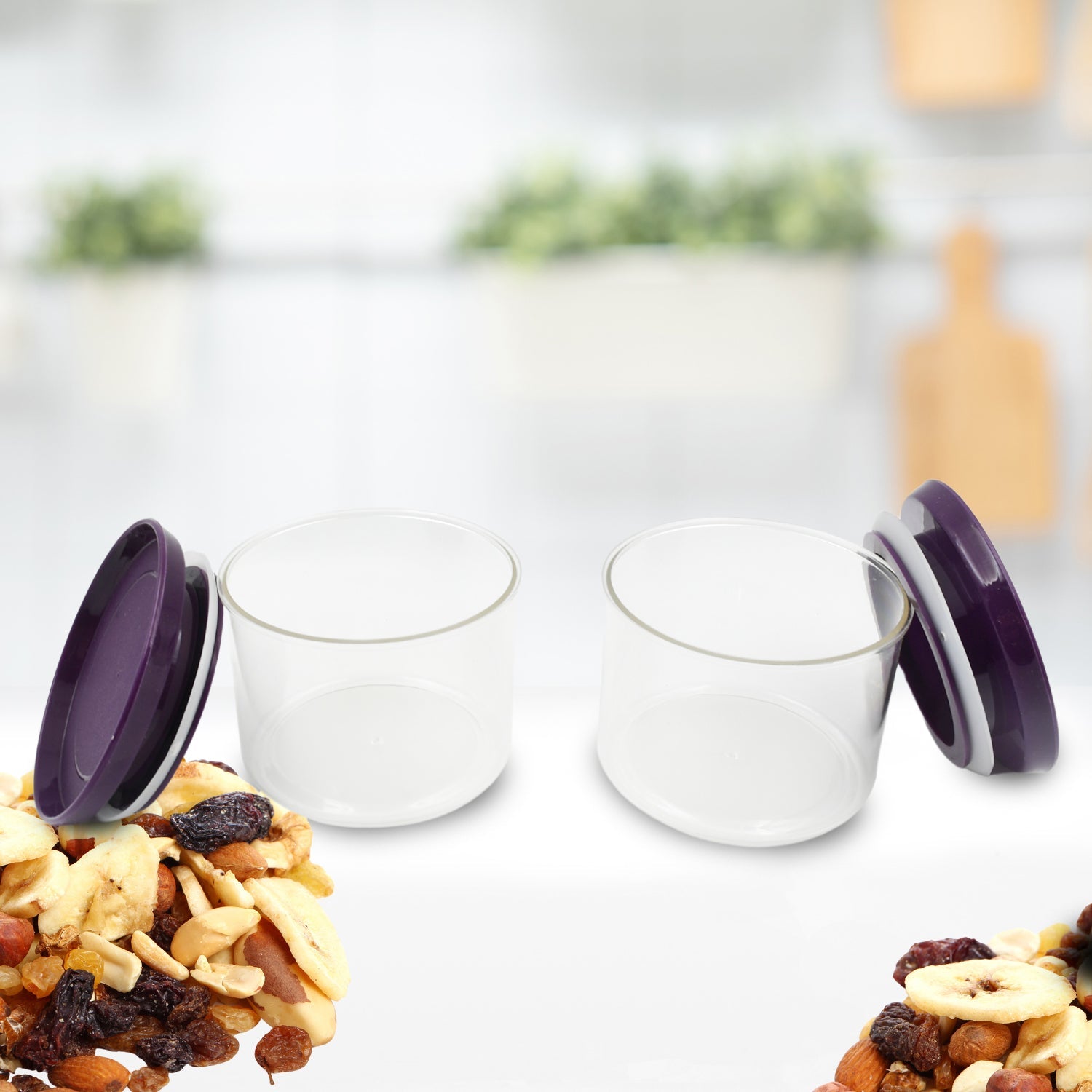 Air Tight & Unbreakable Kitchen Jar Set Food Storage Containers for Dry Fruits, Spices, Snacks, Pulses (2 Pcs Set) - Bhavnagar Deodap