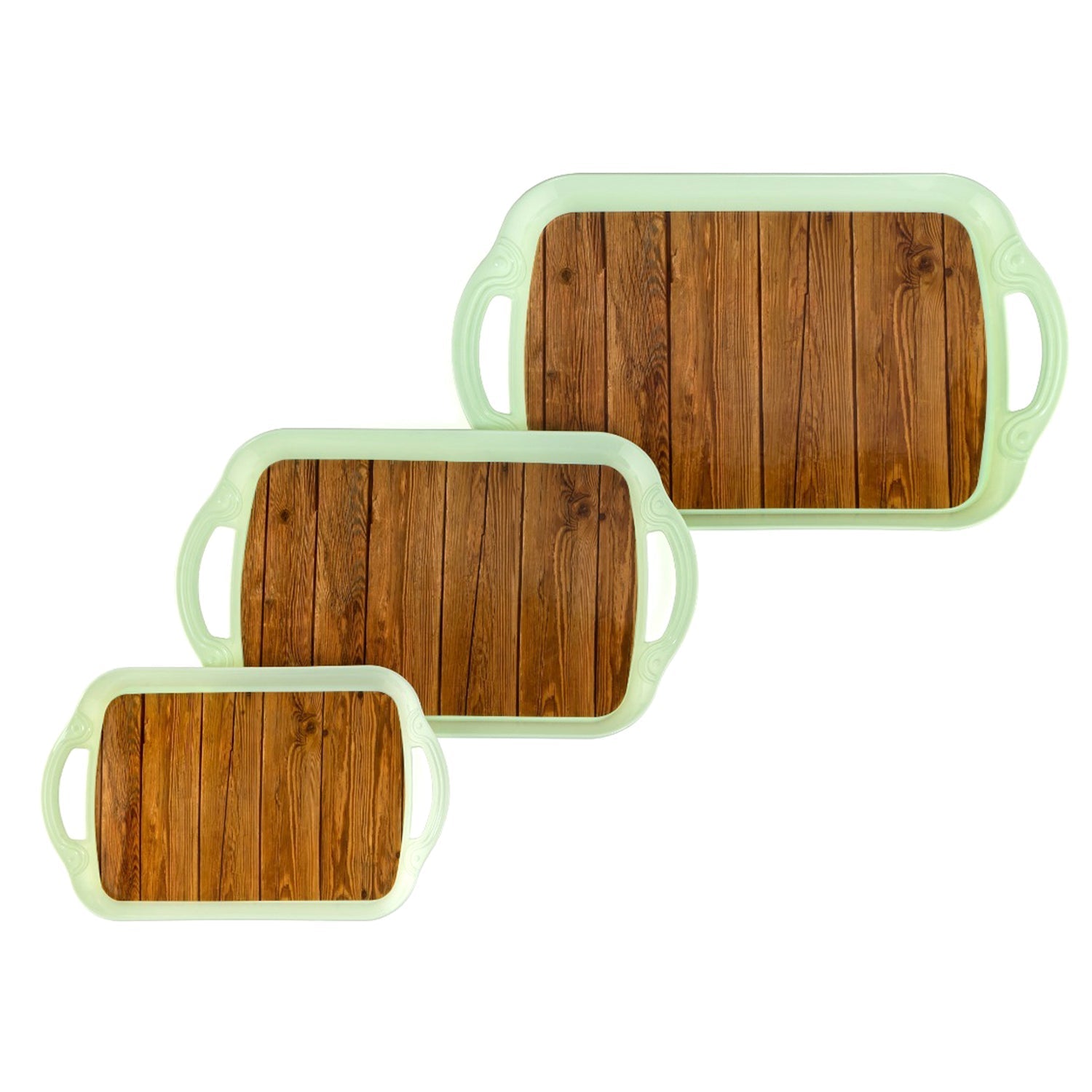 Serving Tray Set  (Pack of 3 Pcs) (Small, Medium, Large) (Multicolour) - Bhavnagar Deodap