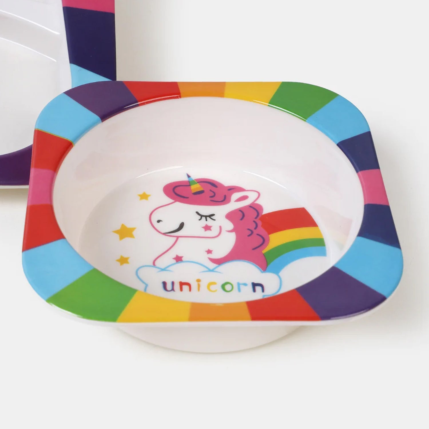 Bamboo Fiber Kids 1 Bowl, 1 Spoon, 1 Fork, 1 Glass, 1 Plate Unicorn Design for Kids and Toddlers, Children Dinnerware Set - Feeding Set for Kids, Cartoon Design Tableware Microwave & Dishwasher Safe (5 Pcs Set) - Bhavnagar Deodap