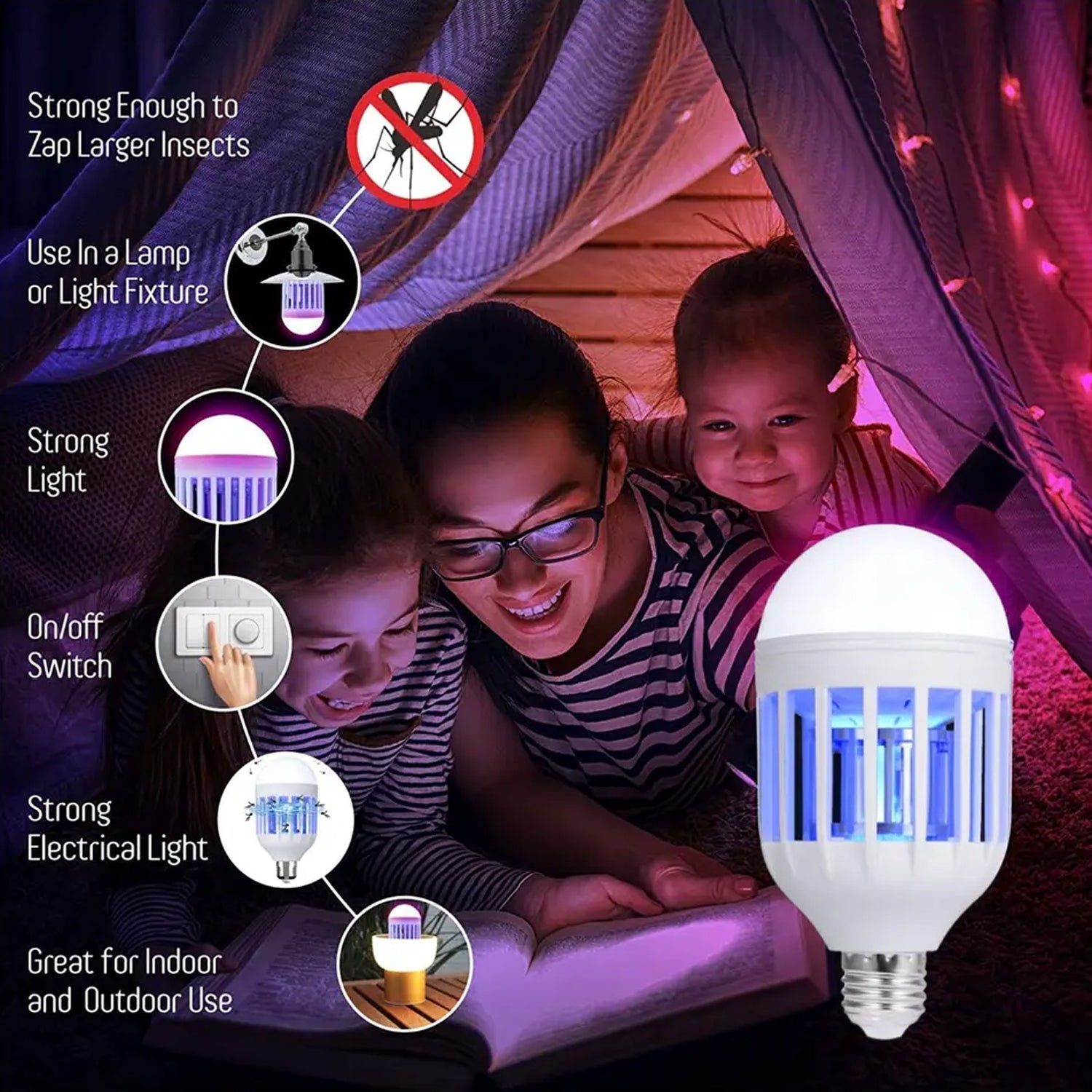 15W  Mosquito Killer Lamp E27 Summer Moths Flying Insects Led Zapper Mosquito Killer Lamp Light Bulb Household - Bhavnagar Deodap