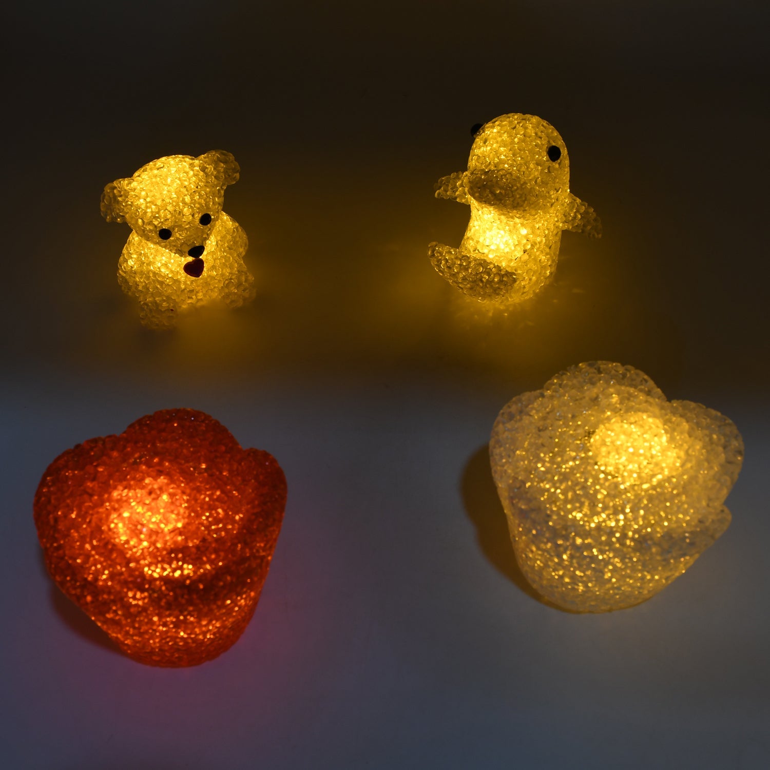 MULTI SHAPE SMALL LIGHT LAMPS LED SHAPE CRYSTAL NIGHT LIGHT LAMP (6 PC SET) - Bhavnagar Deodap