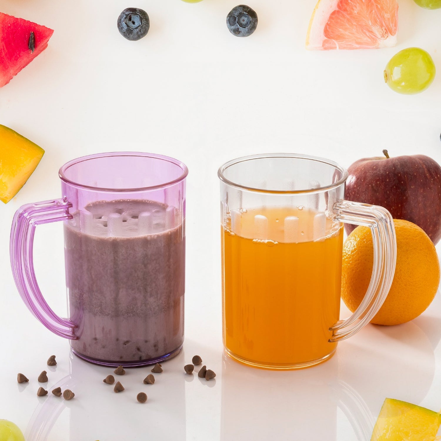 Stylish Juice Glass With Handle, Water Glass, Beer Glass, Milk Shake Glass, Multipurpose Glass Plastic Beer Mug, Unbreakable Beer Tasting Glasses, Clear Juice Glasses Suitable for Kids (2 pc) - Bhavnagar Deodap