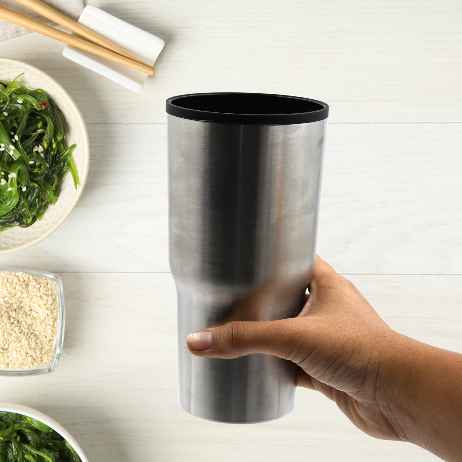 STAINLESS STEEL VACUUM GLASS INSULATED GLASS COFFEE CUPS DOUBLE WALLED TRAVEL MUG, CAR COFFEE MUG (Without Lid) - Bhavnagar Deodap