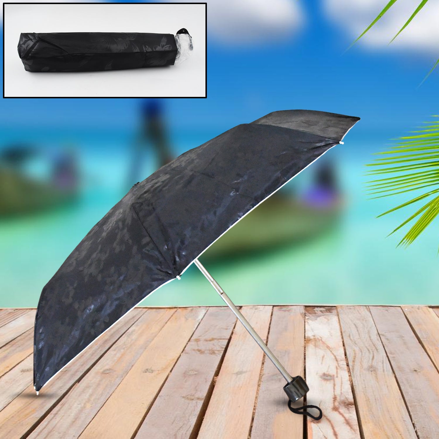 3-Fold Sun Protective Solid Foldable Outdoor Umbrella, Portable Sun, UV Protection Lightweight Rain Umbrella For Girls, Women, Men, Boys (1 pc) - Bhavnagar Deodap