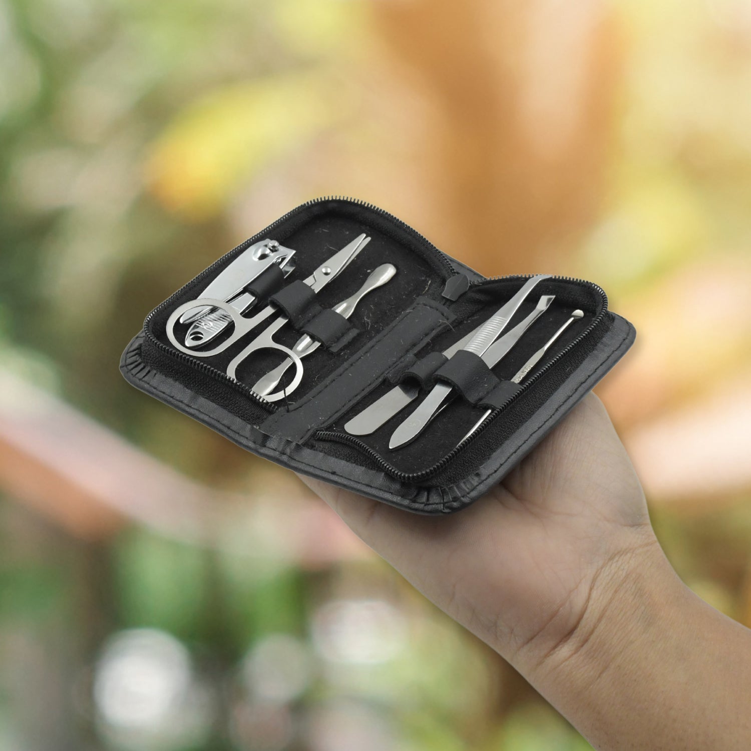 6-Piece Nail Clippers Kit with Travel Case: Professional Manicure Set, Stainless Steel - Bhavnagar Deodap