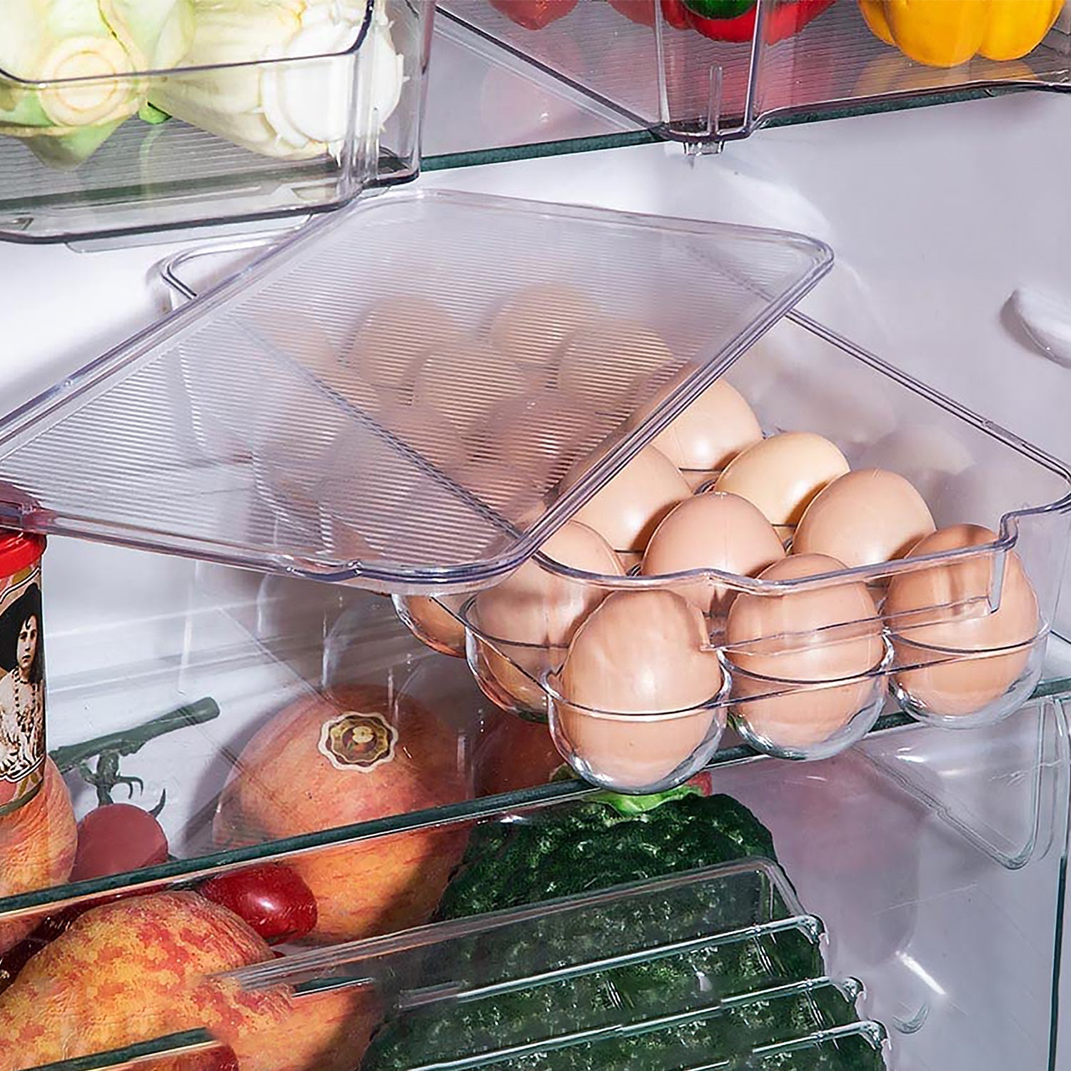Plastic 18 Cavity Egg Storage Box Or Egg Trays For Refrigerator With Lid & Handles High Quality, Rectangular Egg Tray Box For 18 Egg (1 Pc) - Bhavnagar Deodap
