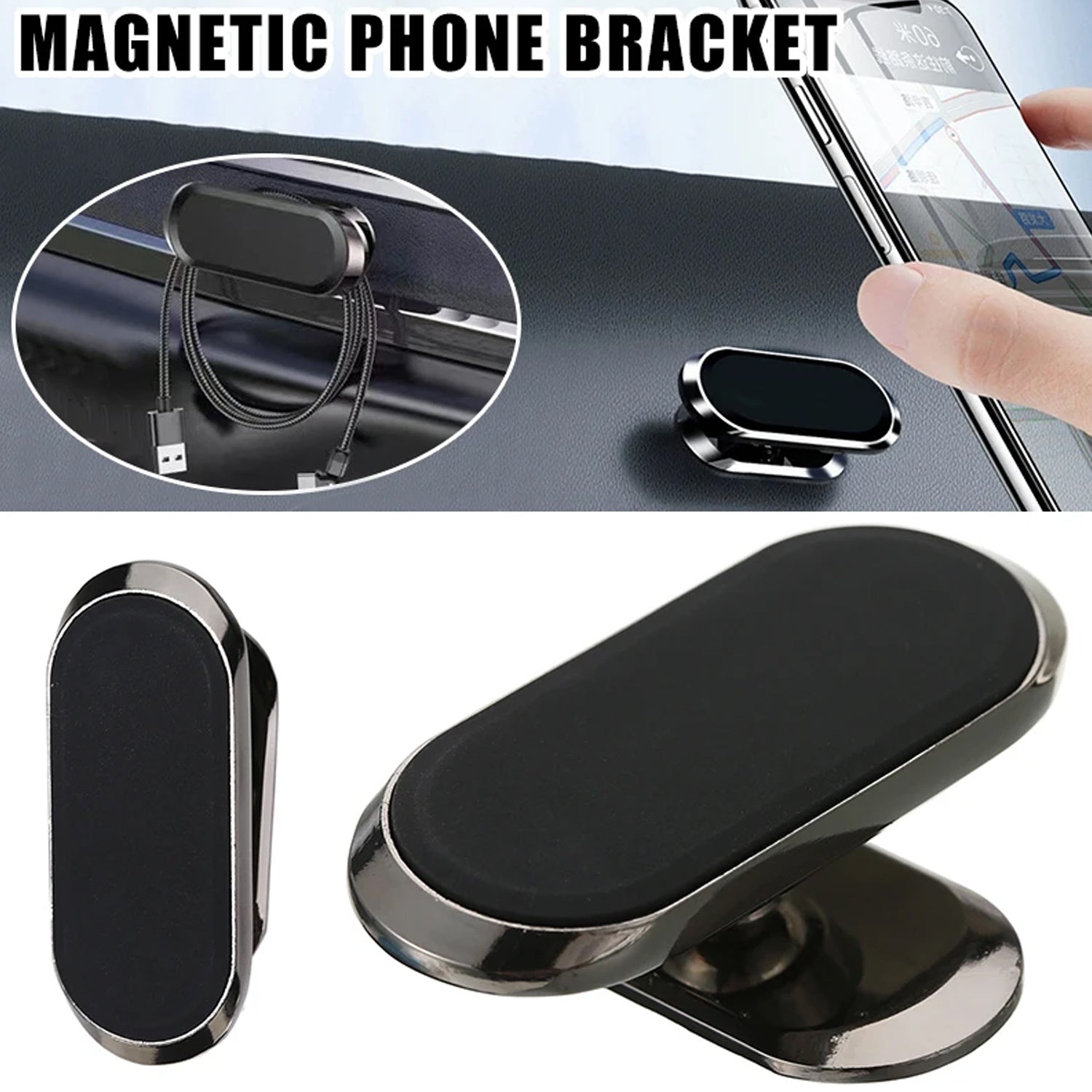 Magnetic Phone Mount/Holder for Car, Super Strong Magnet Universal Car Mount, Dashboard 360° Rotation for Car, Desk, Office, Home & Kitchen for All Smart phones (1 Pc) - Bhavnagar Deodap