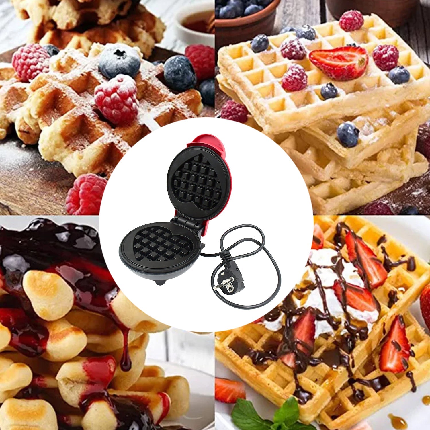 Mini Waffle Maker Machine Waffle Iron Home Appliances Kitchen Gift Easy To Clean, On-Stick Surfaces, Perfect Breakfast, Dessert, Sandwich, Pan Cakes, Paninis / Other Snacks Machine - Bhavnagar Deodap