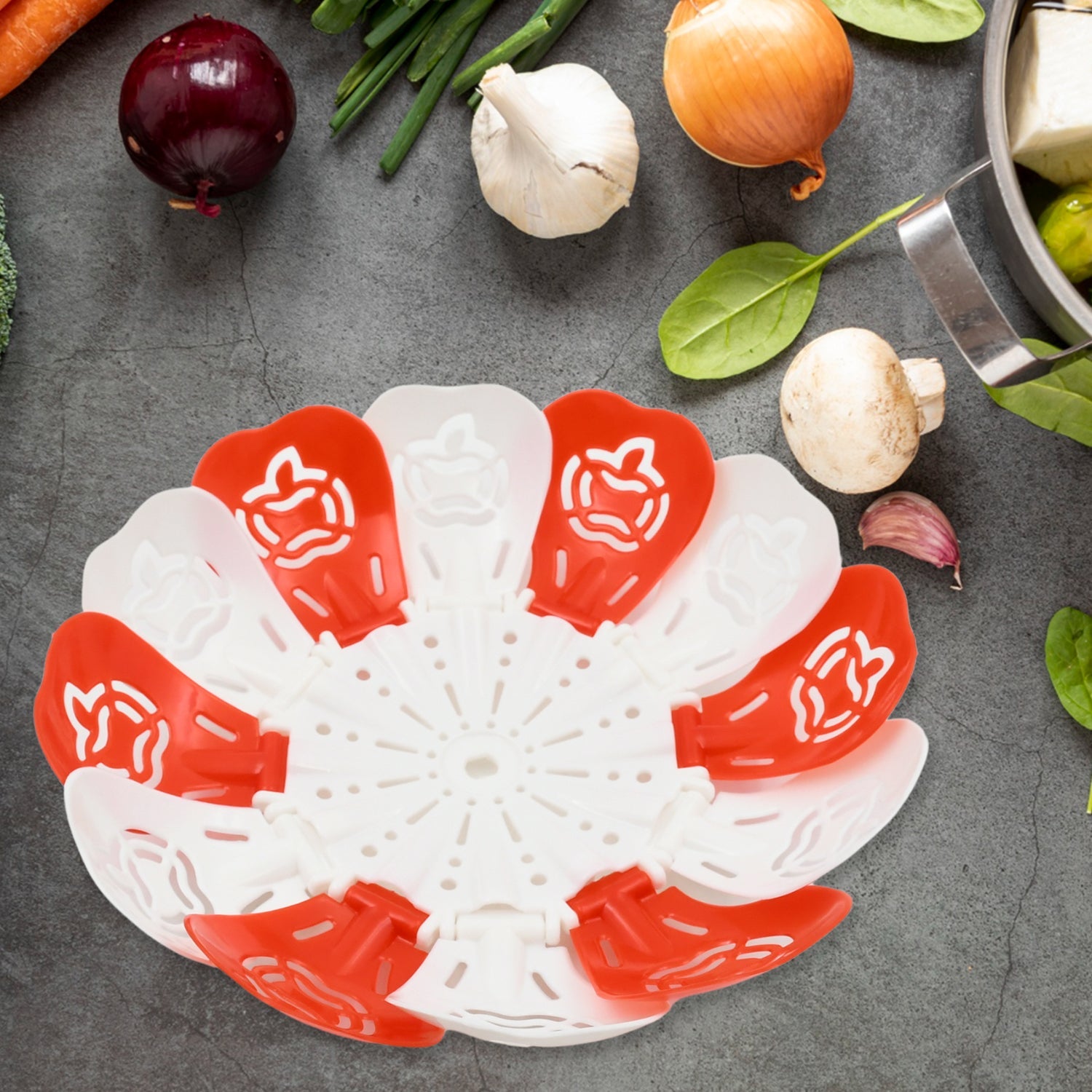 Foldable Lotus Shape Basket Tray for Multi-use (1 Pc) - Bhavnagar Deodap