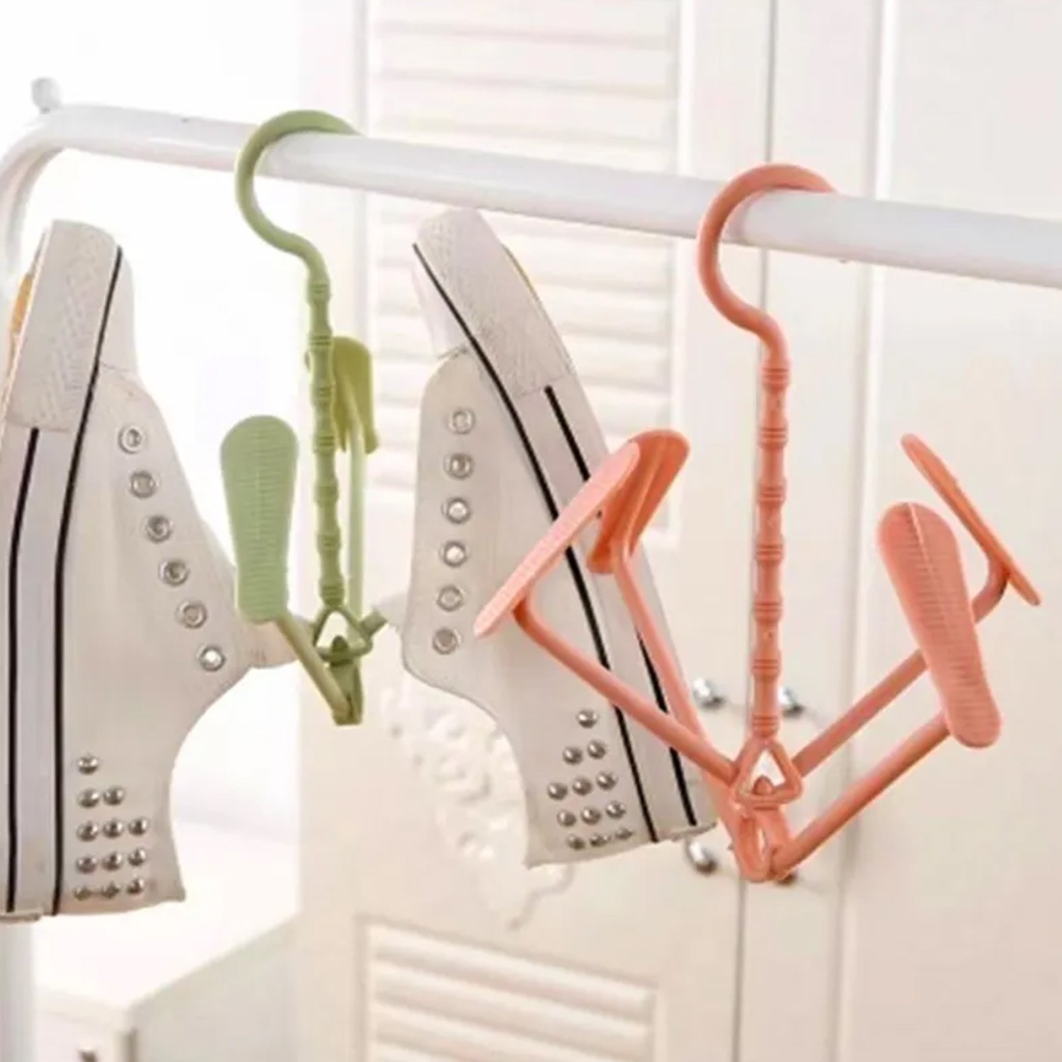 Hanging Shoe Rack Rotating Four Hooks Portable Drying Shoe Rack Wet and Dry Dual-use Drying Shoes Hanger Windproof - Bhavnagar Deodap