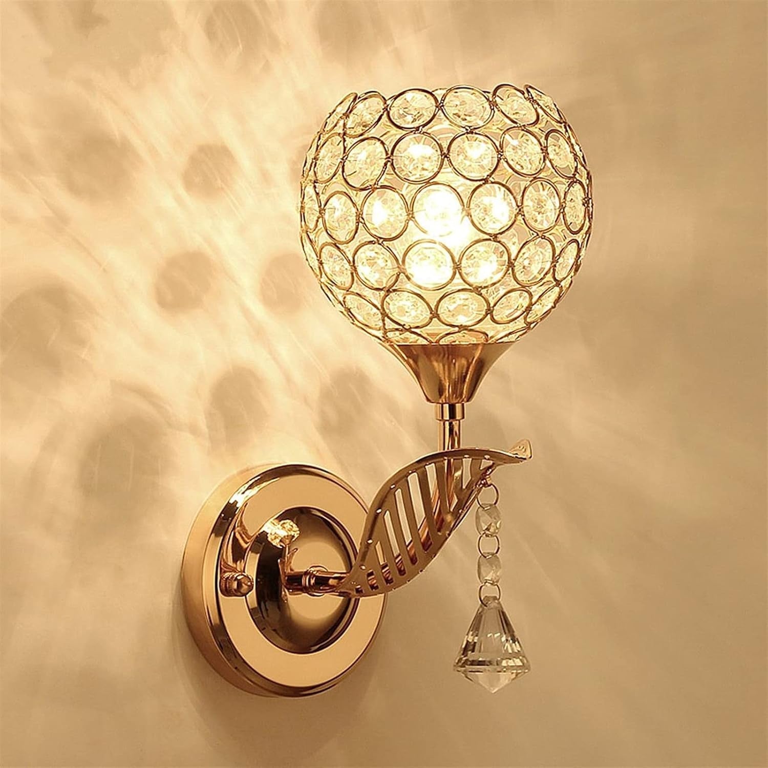 Modern Style Crystal Wall Light Living Room Corridor Balcony Lamp Wall Sconce Crystal Light Compatible with Home Ligting, Wall Art Light Round Modern Bedside Wall Ligs Dining Room Hallway Lig Fixture with E27 Socket (Bulb NOT Included) - Bhavnagar Deodap